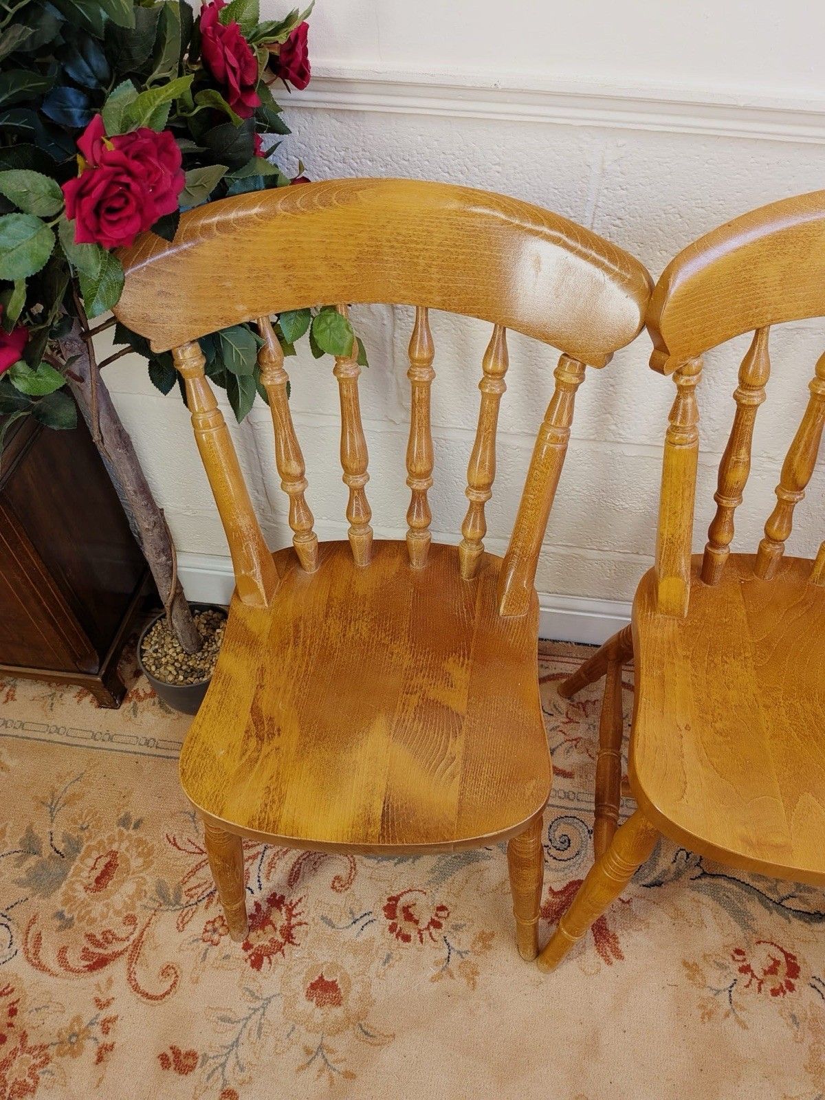 Vintage Country Cottage Influence Pine Table & Four Chairs photo for sale