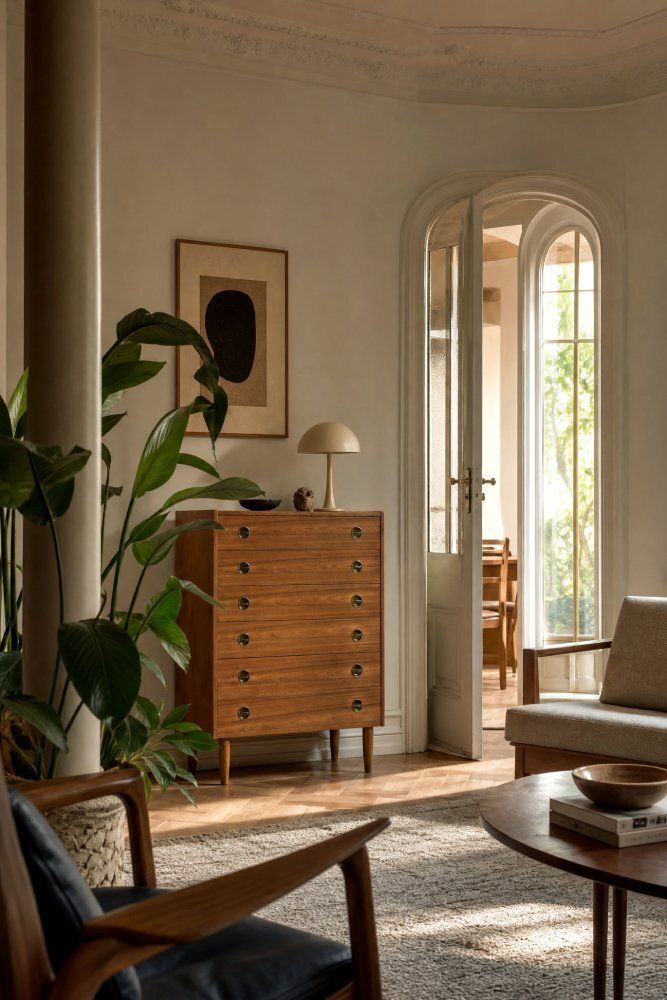 Mid Century Danish Modern High Teak Highboy With Brass Handles, 1960s photo 2576.0
