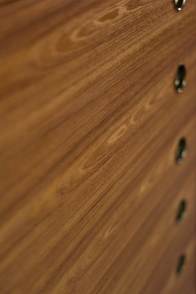 photo furniture Mid Century Danish Modern High Teak Highboy With Brass Handles, 1960s