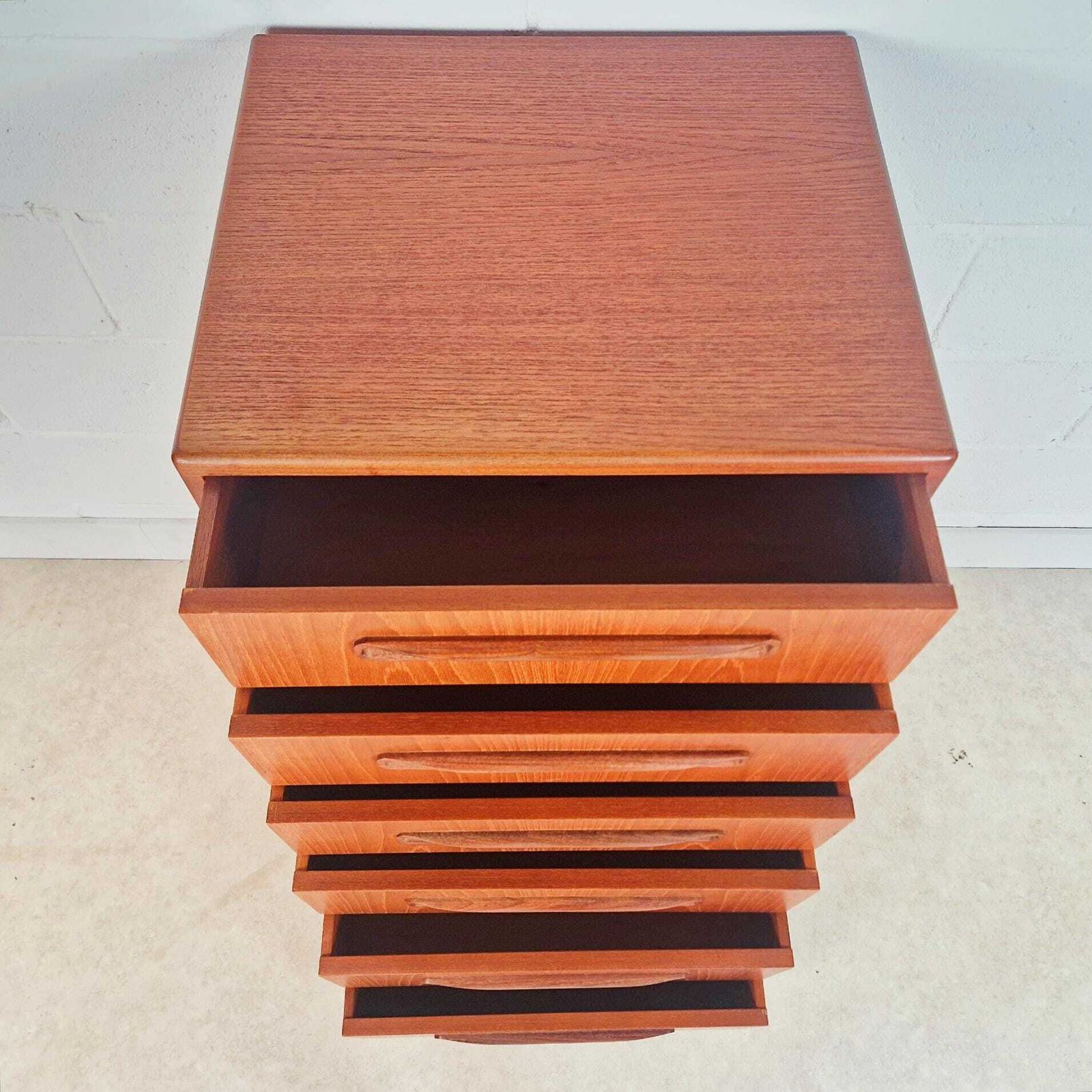 Vb Wilkins For G Plan Fresco Vintage Mid Century Medium Teak Tallboy Chest Drawers Pg191 photo for sale