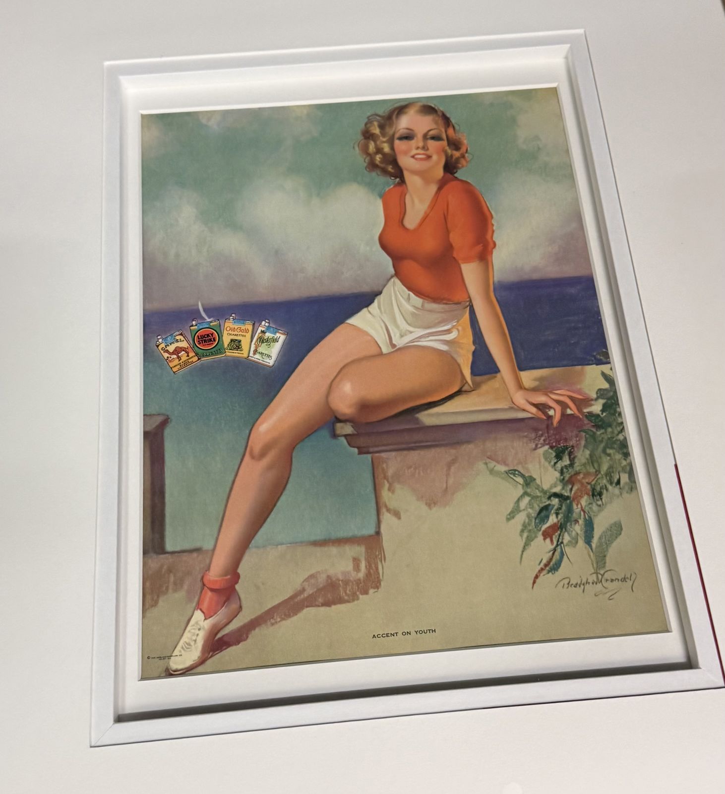 1930s American Lucky Strike Advertising Art Print After Bradshaw Crandell, ‘Accent On Youth'’ photo for sale