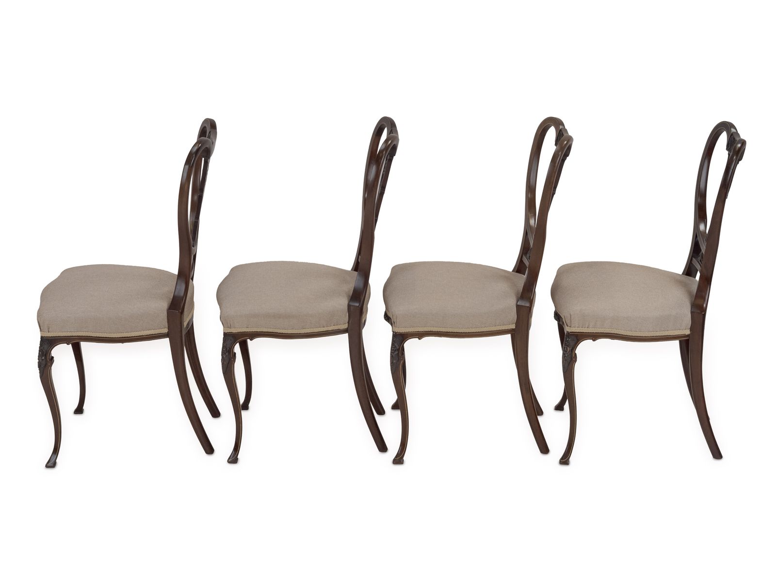 Set Of Four Fine Sheraton Revival Inlaid Mahogany Salon Chairs, C.1900 photo vinterior
