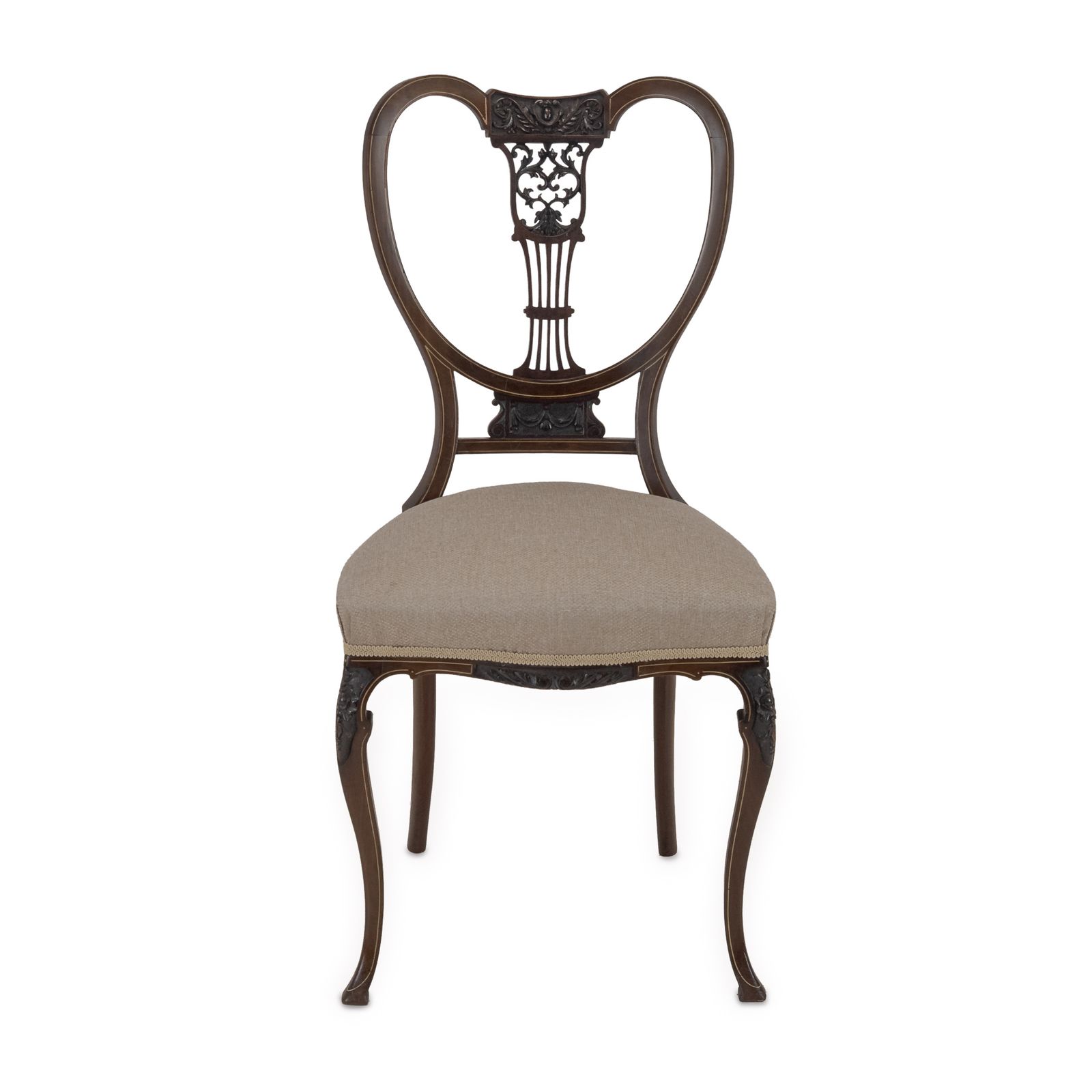 Furniture Set Of Four Fine Sheraton Revival Inlaid Mahogany Salon Chairs, C.1900 photo