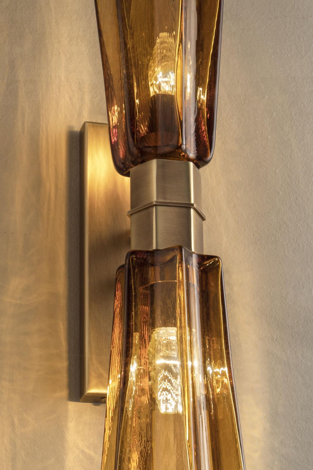 Huge Italian Lively Amber Murano Glass Wall Sconce photo for sale