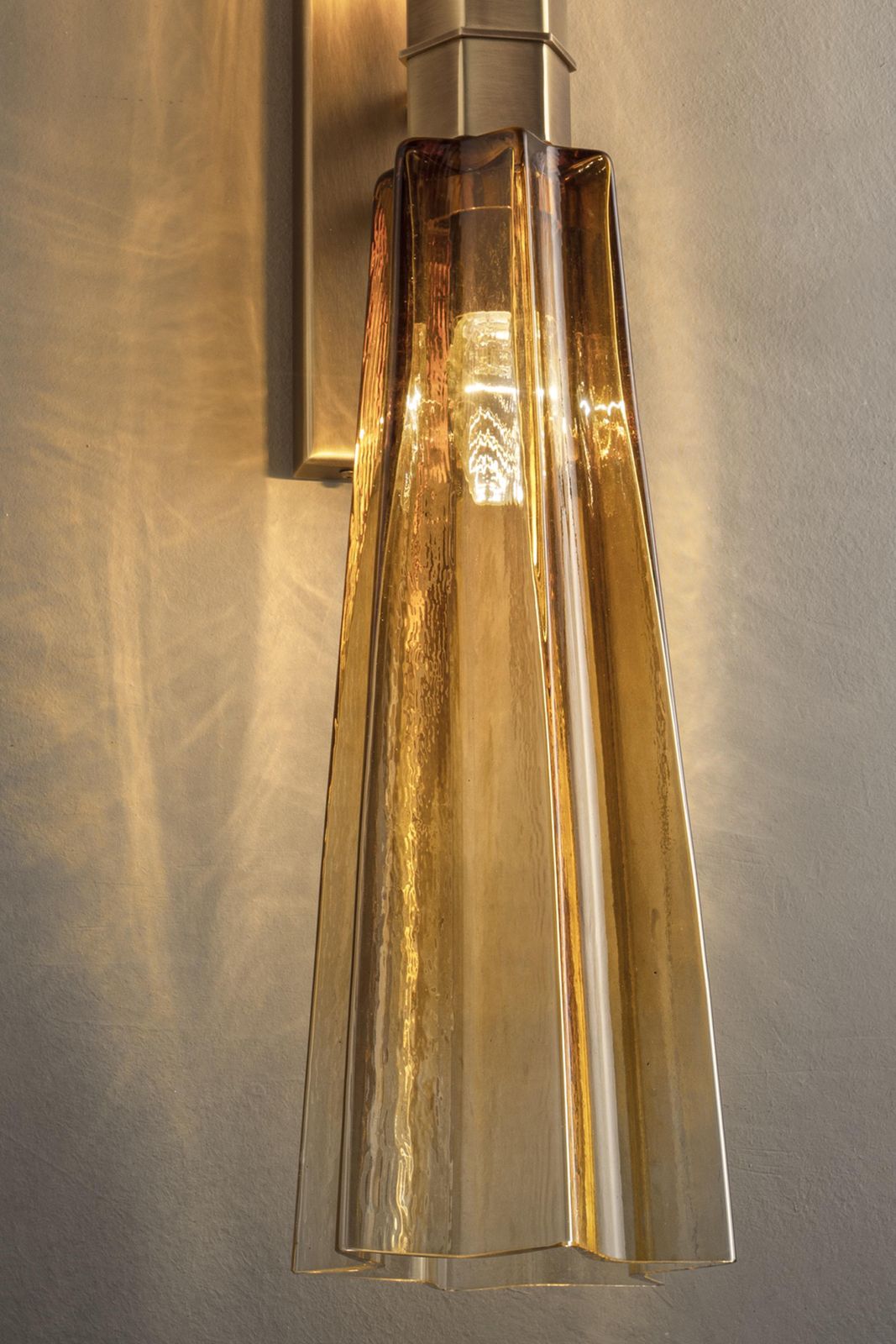 Huge Italian Lively Amber Murano Glass Wall Sconce photo Lighting