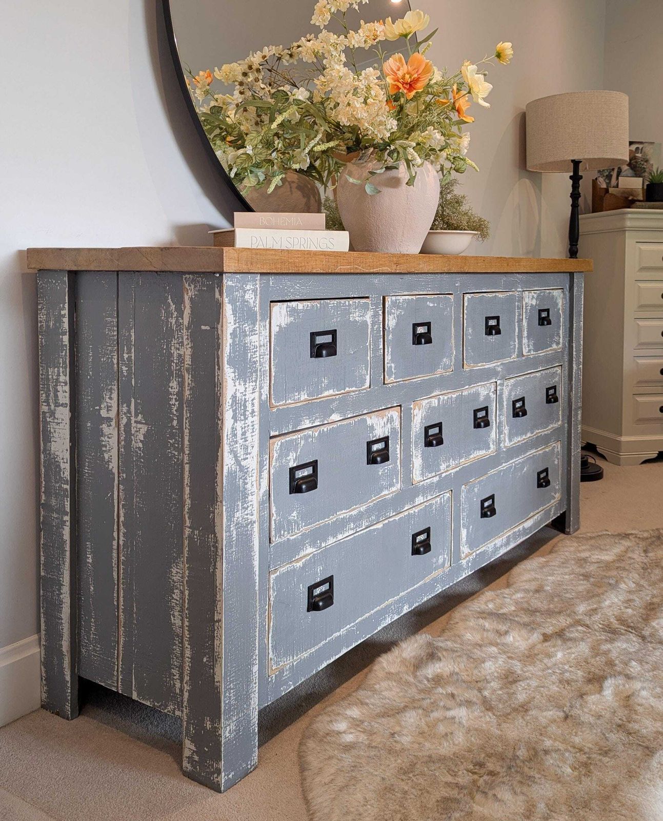 Large Industrial/Farmhouse Style Apothecary Chest Of Drawers photo furniture