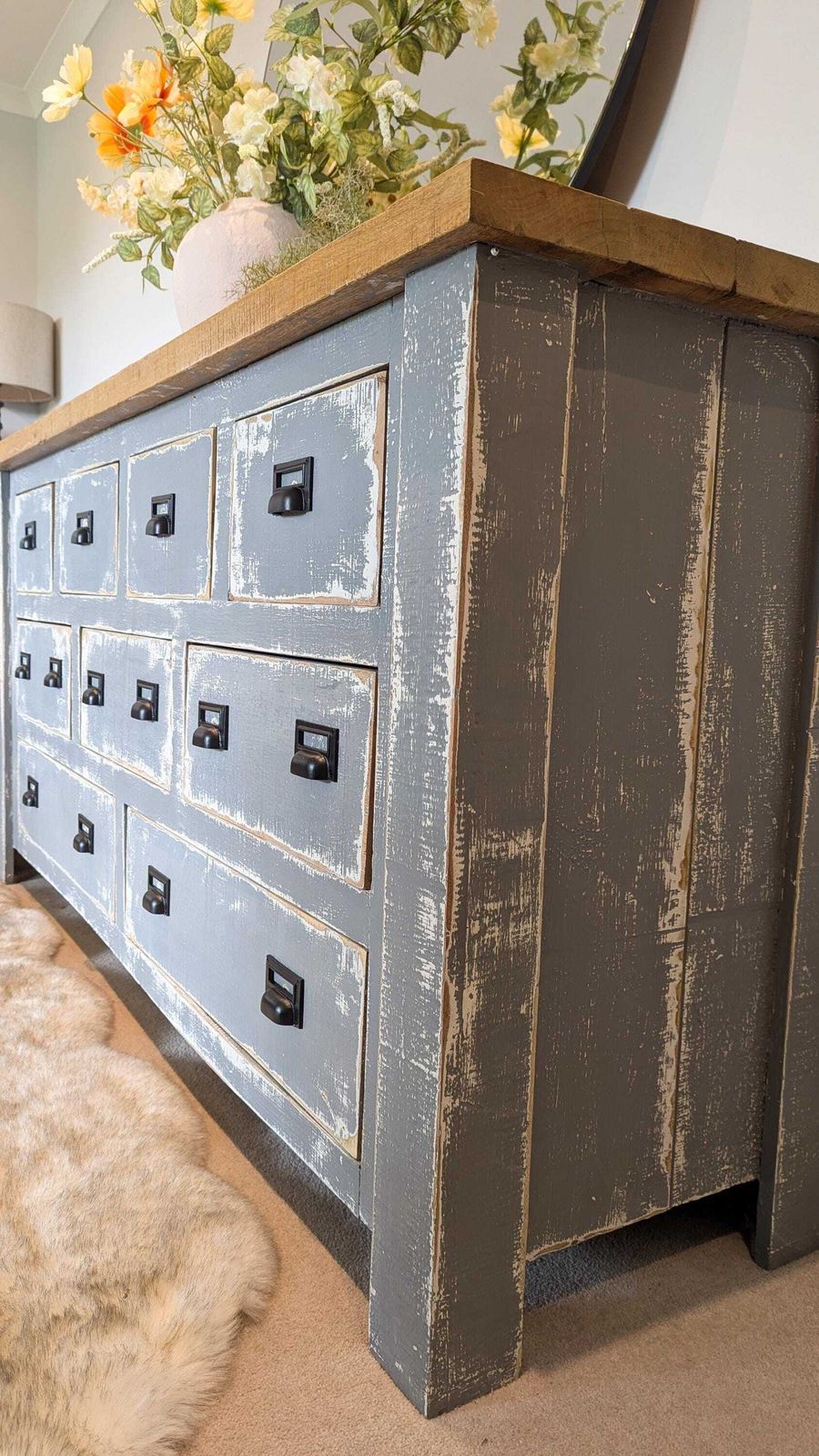 Large Industrial/Farmhouse Style Apothecary Chest Of Drawers photo vintage