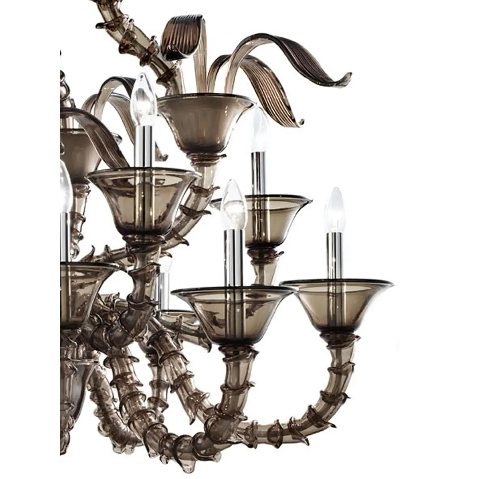 Handcrafted Modern Fumé Murano Glass Chandelier – Ca’ Rezzonico Collection photo 35886.0