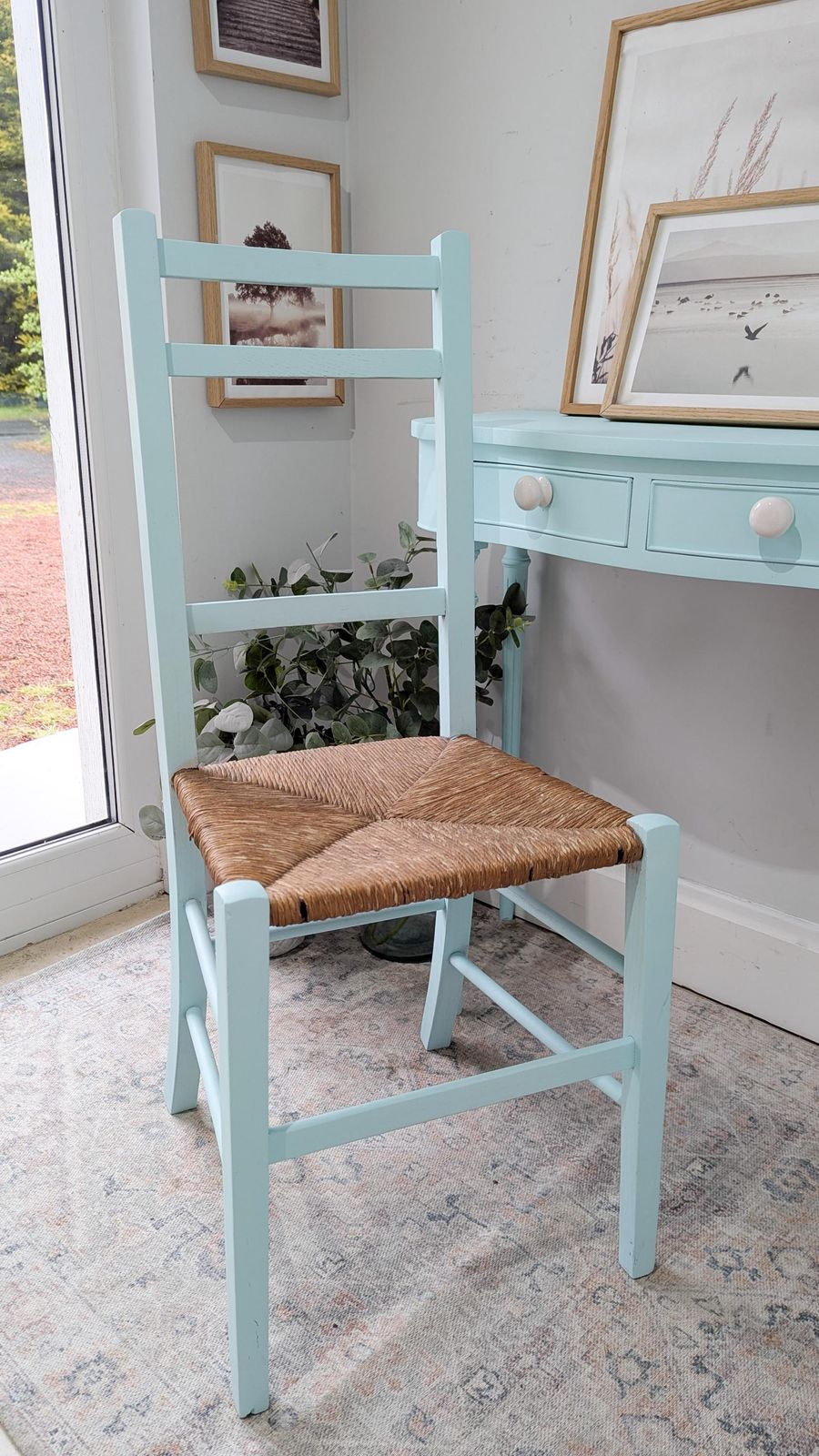 Compact/Petite Light Blue Country Cottage Style Dressing Table/Writing Desk & Chair Set photo vinterior
