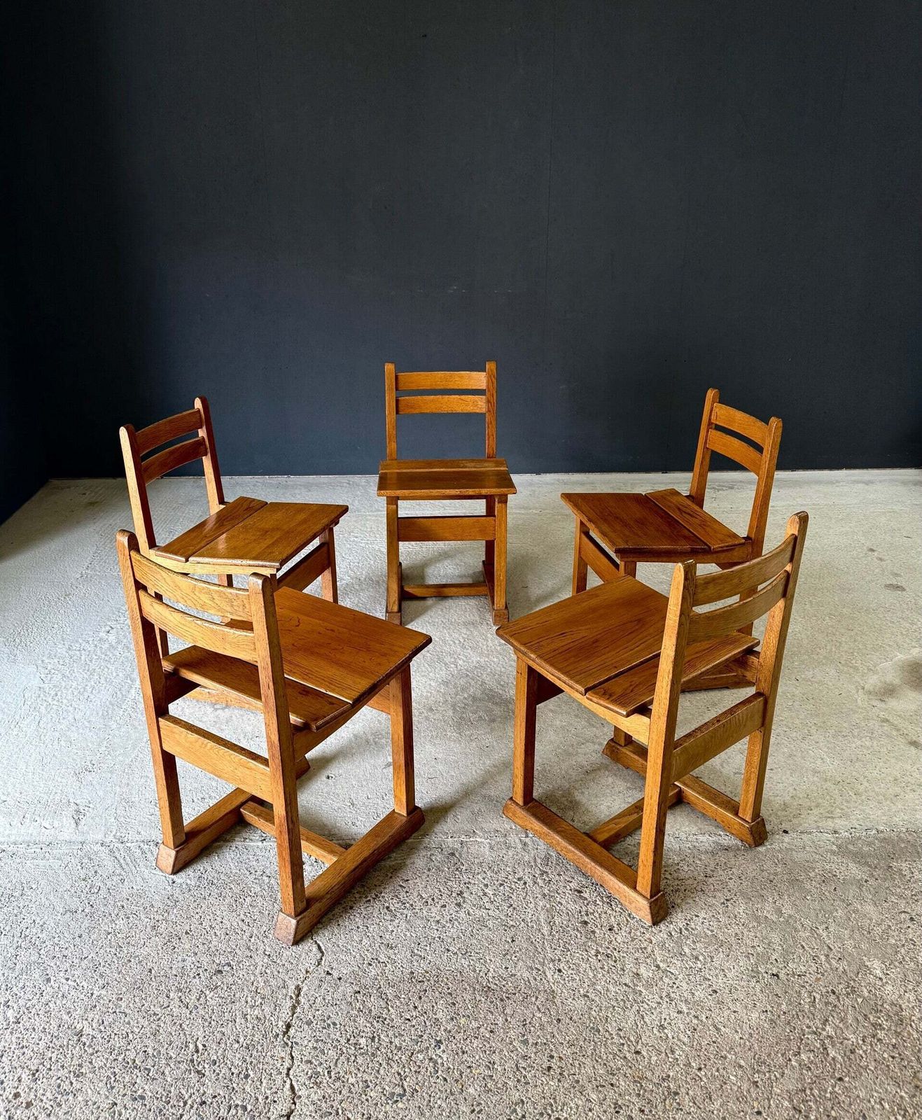 Midcentury Handcrafted Design Oak Dining Chairs, 1950's Belgium photo furniture