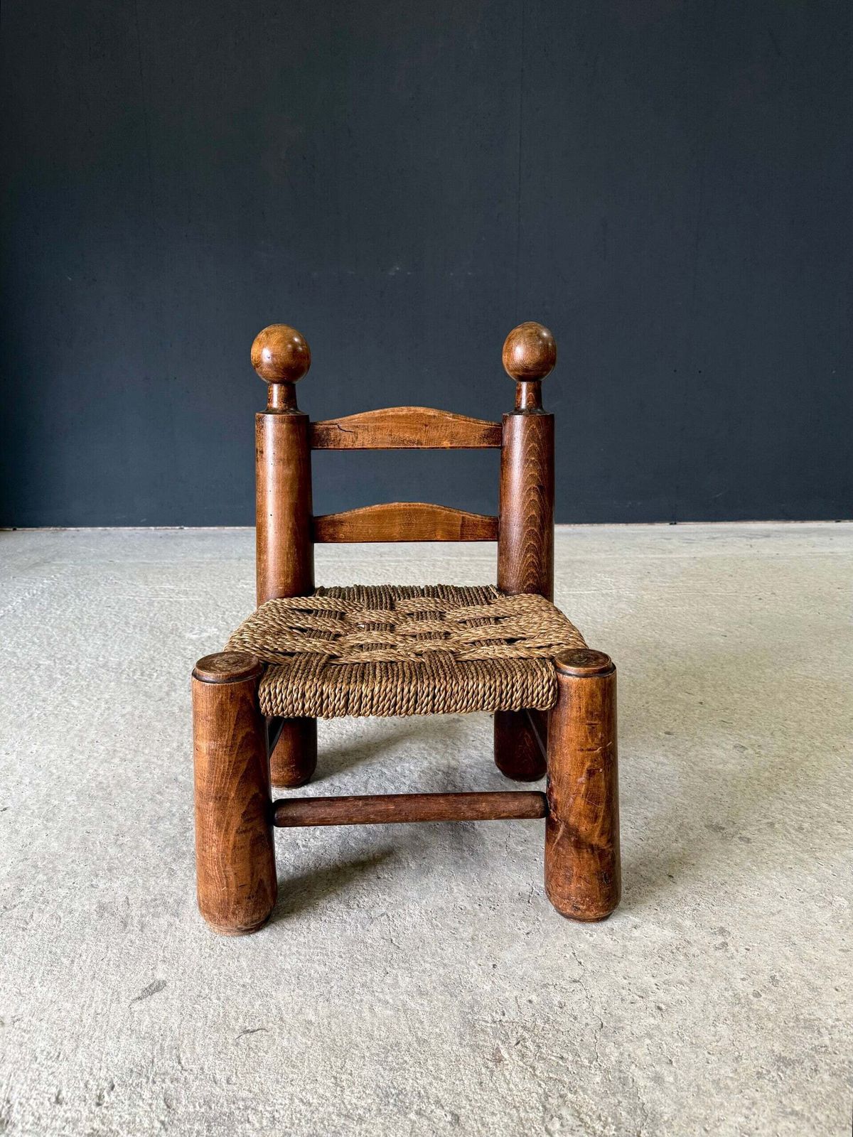 French Provincial Brutalist Design Low Stool By Charles Dudouyt, France 1940's photo for sale