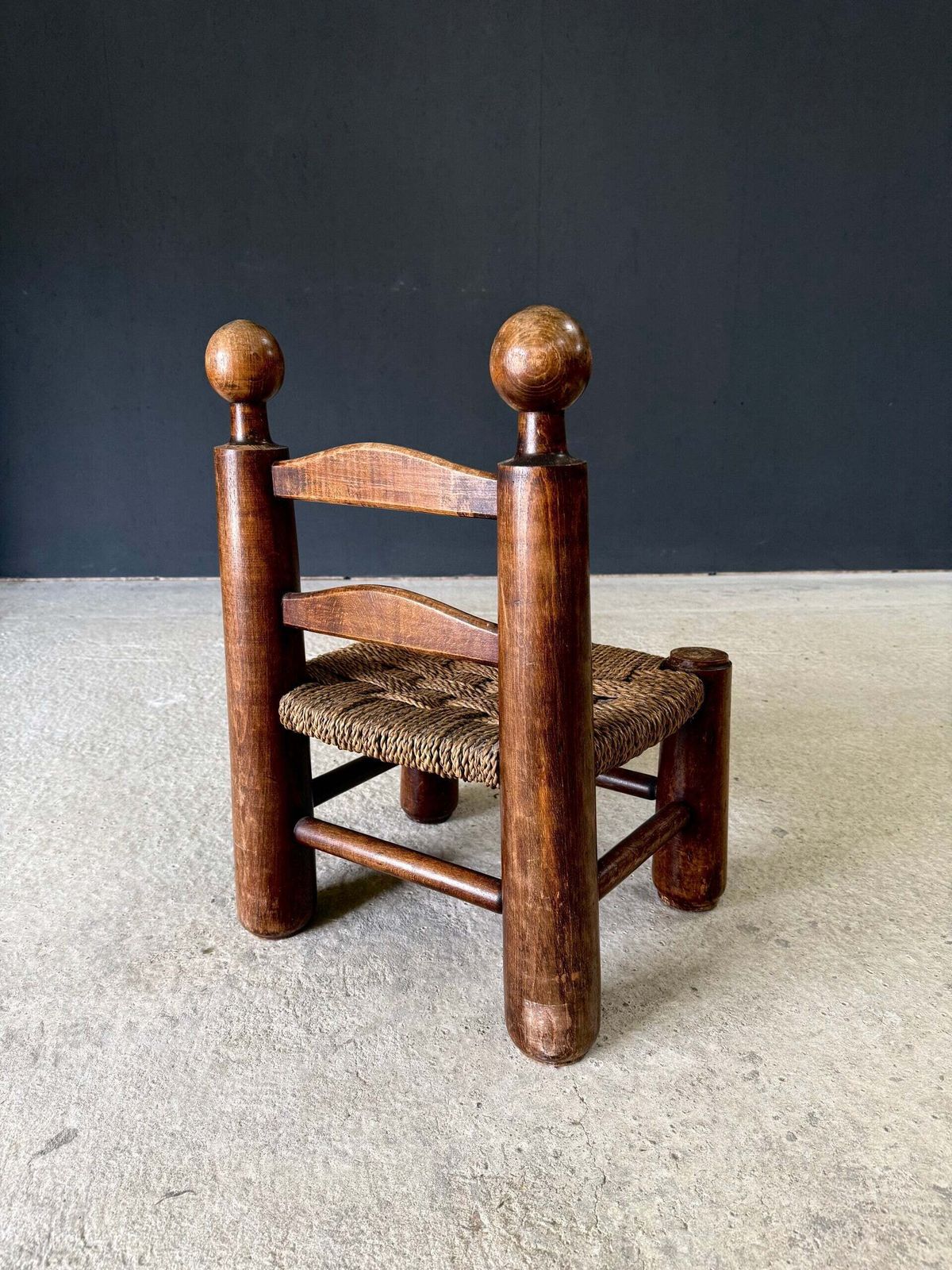 French Provincial Brutalist Design Low Stool By Charles Dudouyt, France 1940's photo vinterior