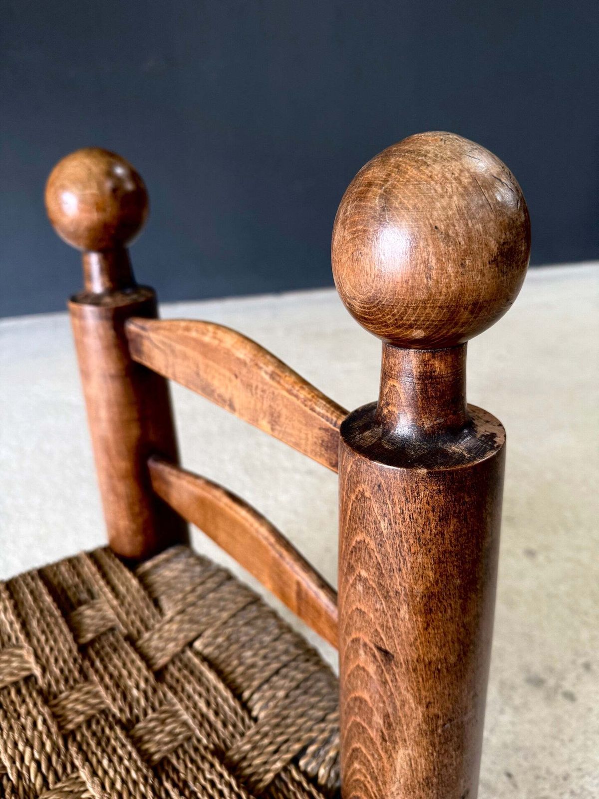 Furniture French Provincial Brutalist Design Low Stool By Charles Dudouyt, France 1940's photo
