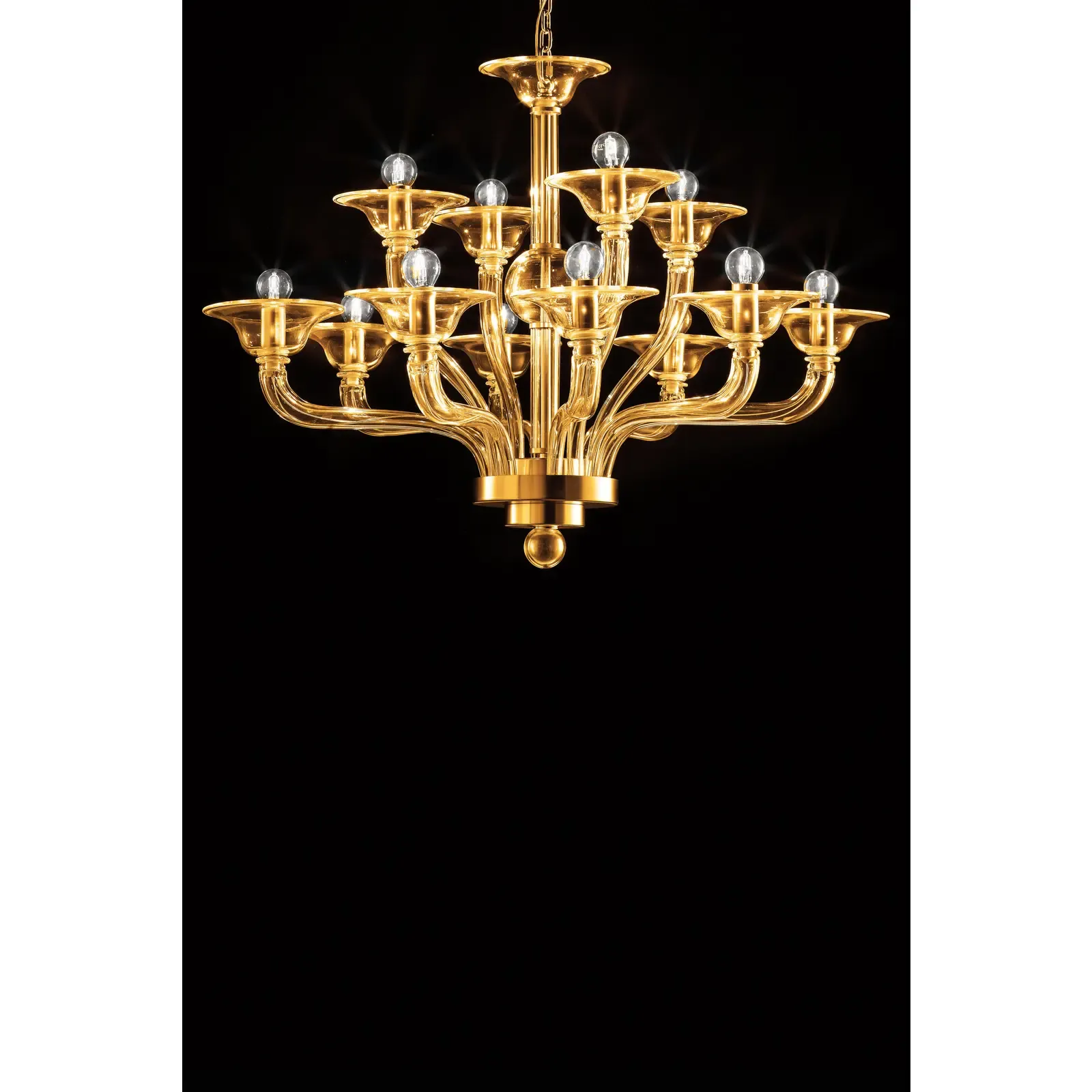 Modern Amber Linear Murano Glass Gold Chandelier In Contemporary Style photo furniture
