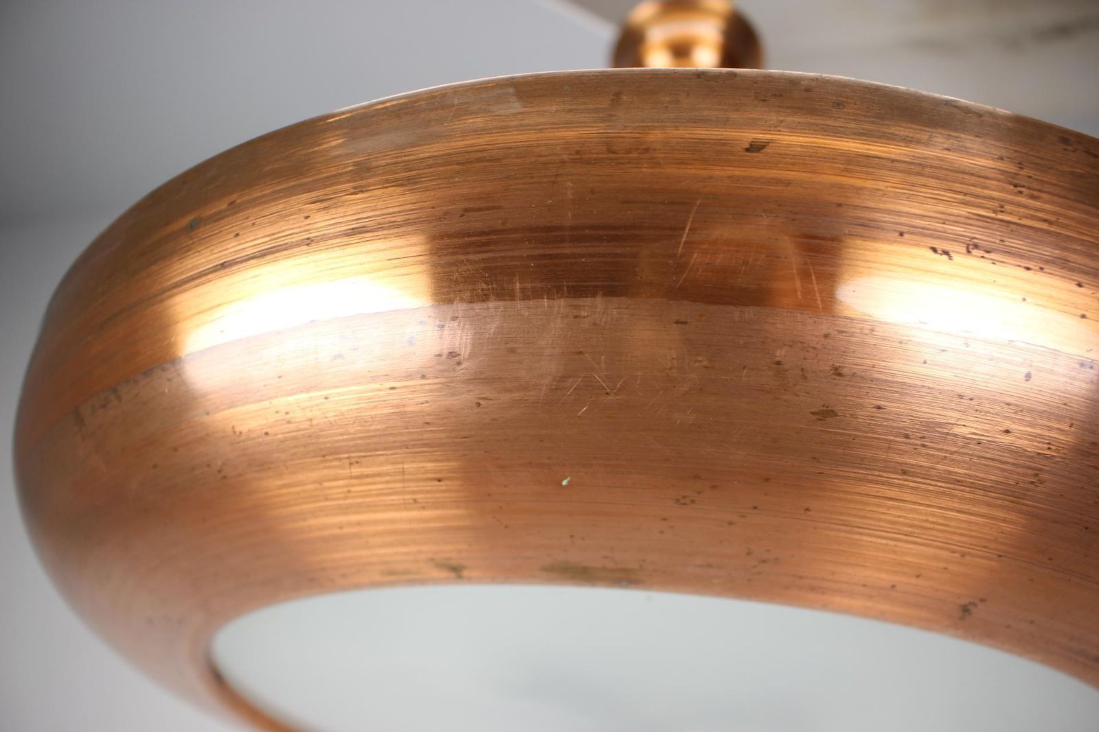 Grande suspension UFO Art déco en cuivre, Tchécoslovaquie, années 1930 photo buy