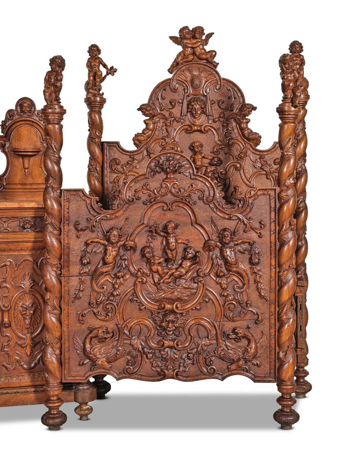 Antique Italian Renaissance Bedroom Set Attr Luigi Frullini 19th Century Chateau photo vintage