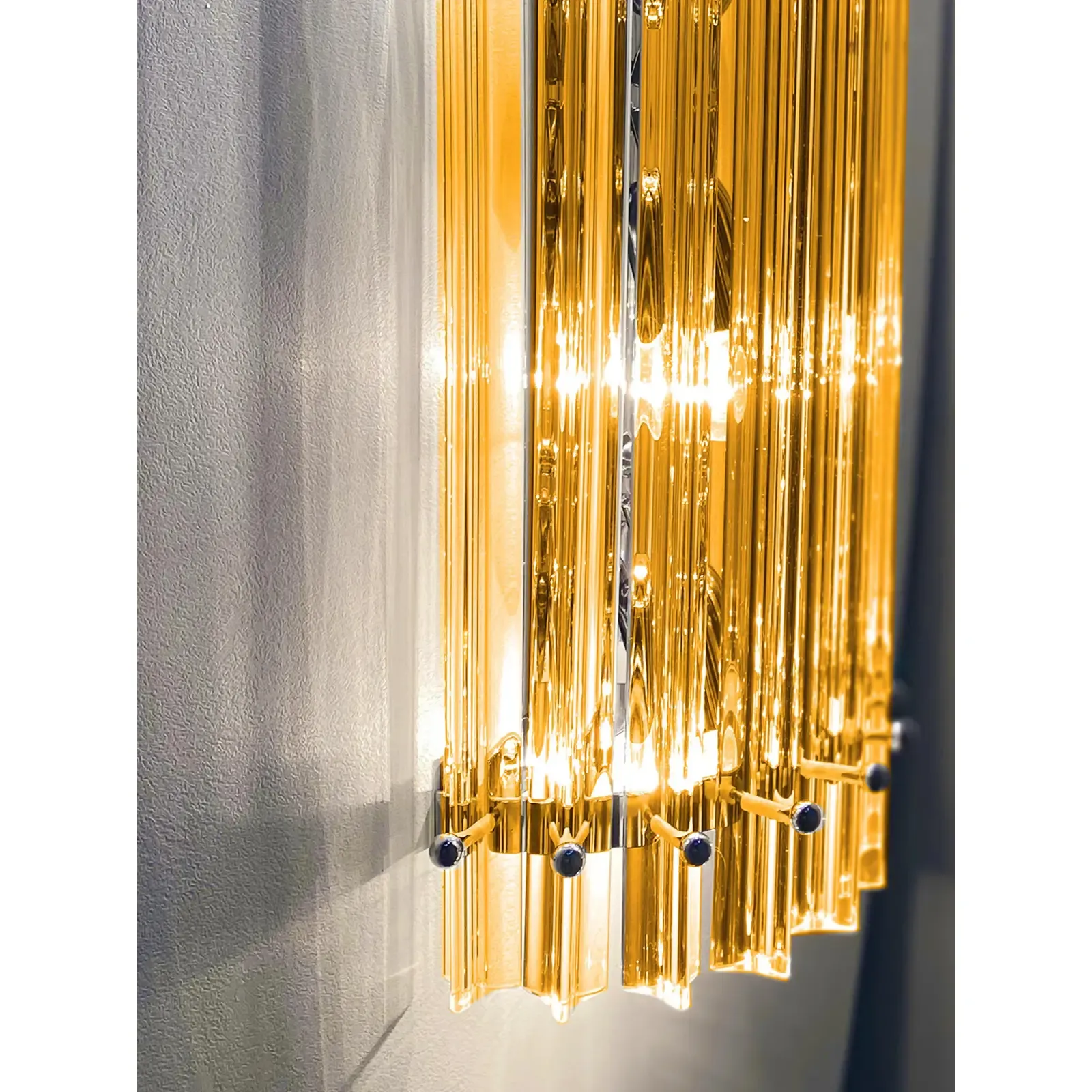 Modern Amber “Triedro” Murano Glass Wall Sconce In Venini Design   Lot Of 4 photo Lighting