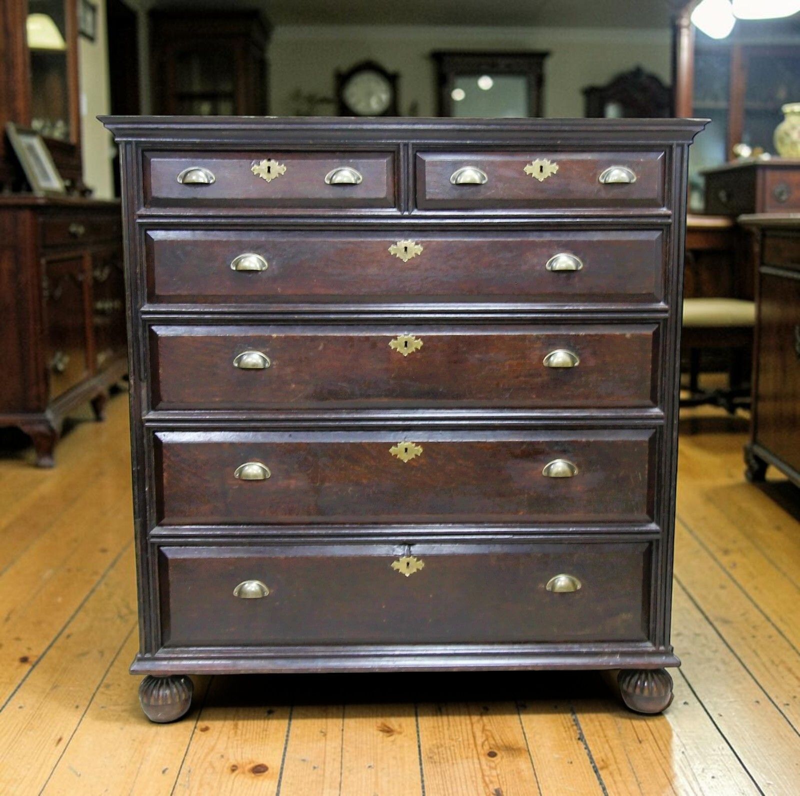 A Large Antique Solid Oak Chest Of Drawers