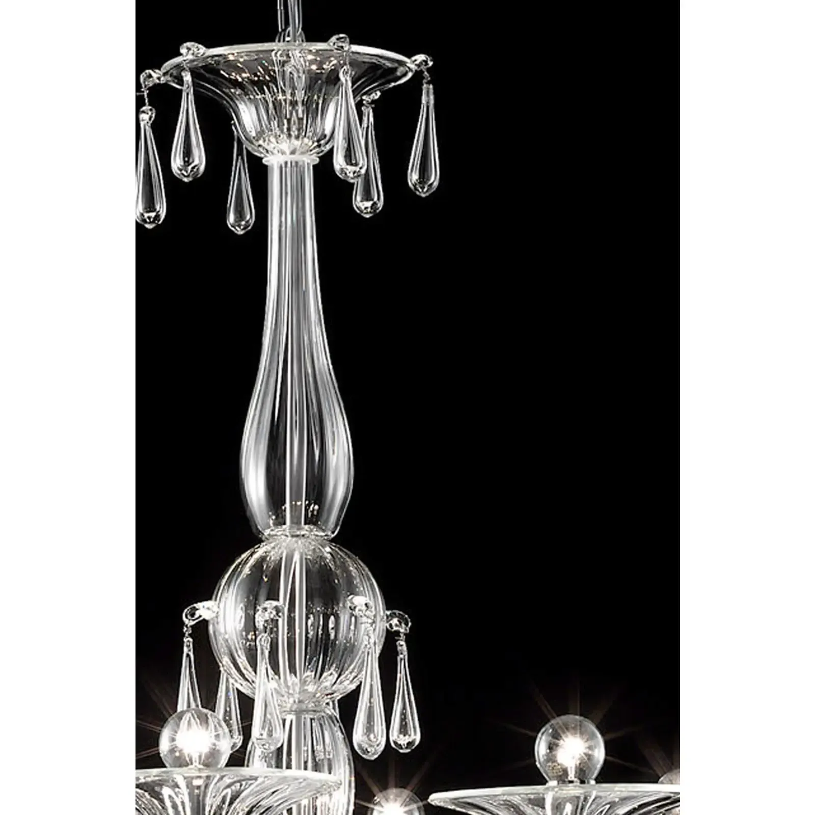 Luxury Transparent Venetian Murano Glass Chandelier photo for sale