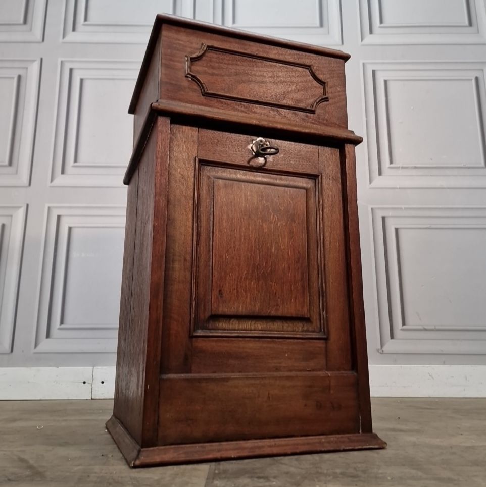 Antique Edwardian Coal Purdonium Cabinet Scuttle Wooden Mahogany Bedside Table photo for sale
