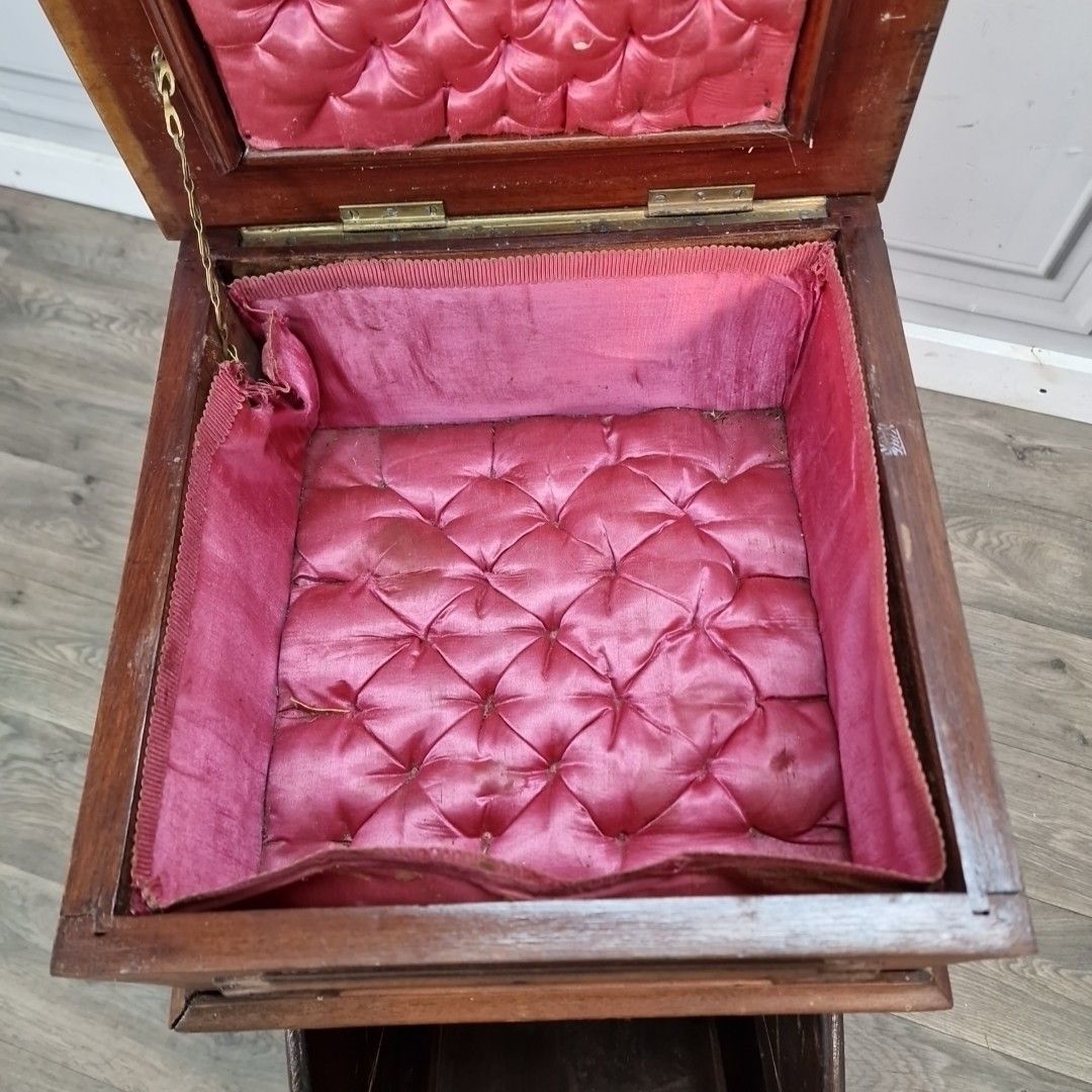 Antique Edwardian Coal Purdonium Cabinet Scuttle Wooden Mahogany Bedside Table photo vinterior