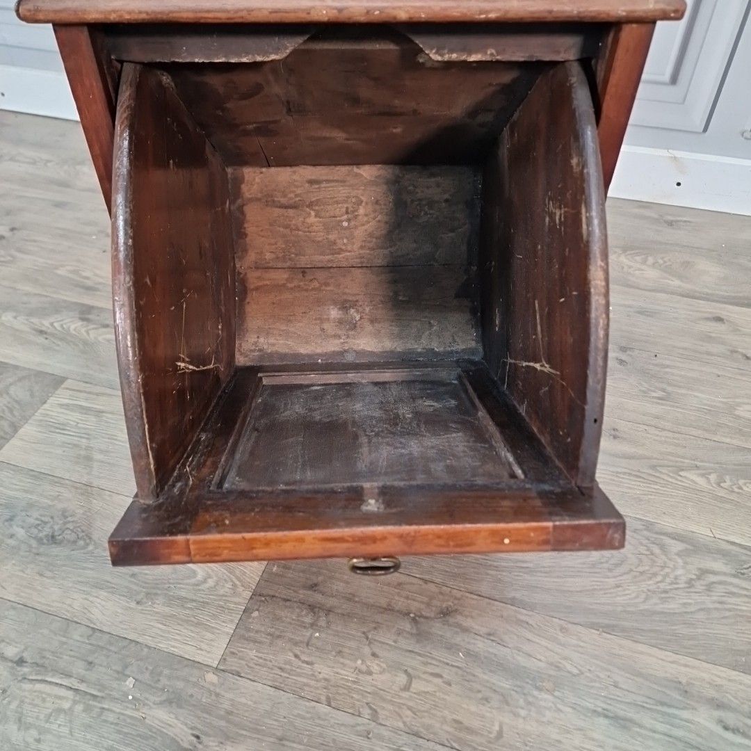 Antique Edwardian Coal Purdonium Cabinet Scuttle Wooden Mahogany Bedside Table photo buy