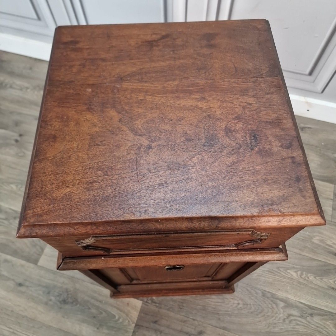 Antique Edwardian Coal Purdonium Cabinet Scuttle Wooden Mahogany Bedside Table photo vintage