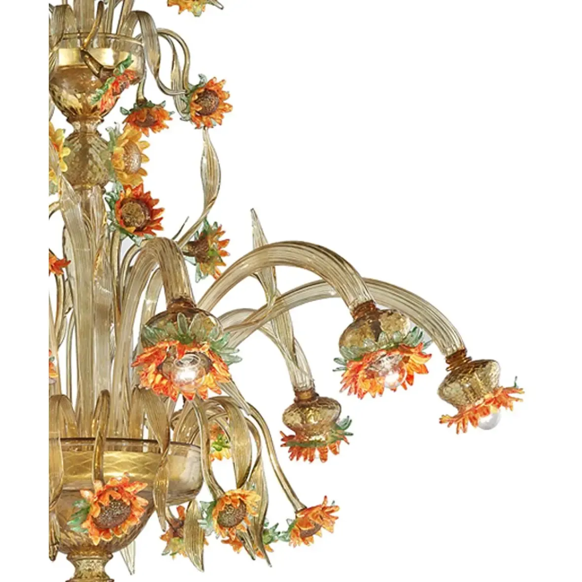 Artistic Venetian “Sunflowers” Murano Glass Chandelier photo Lighting