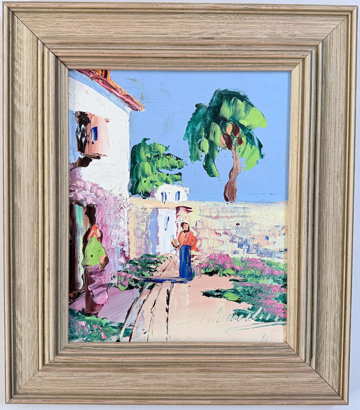 The Morning Talk, Italy. Vintage Oil Painting By Charles Schölander.