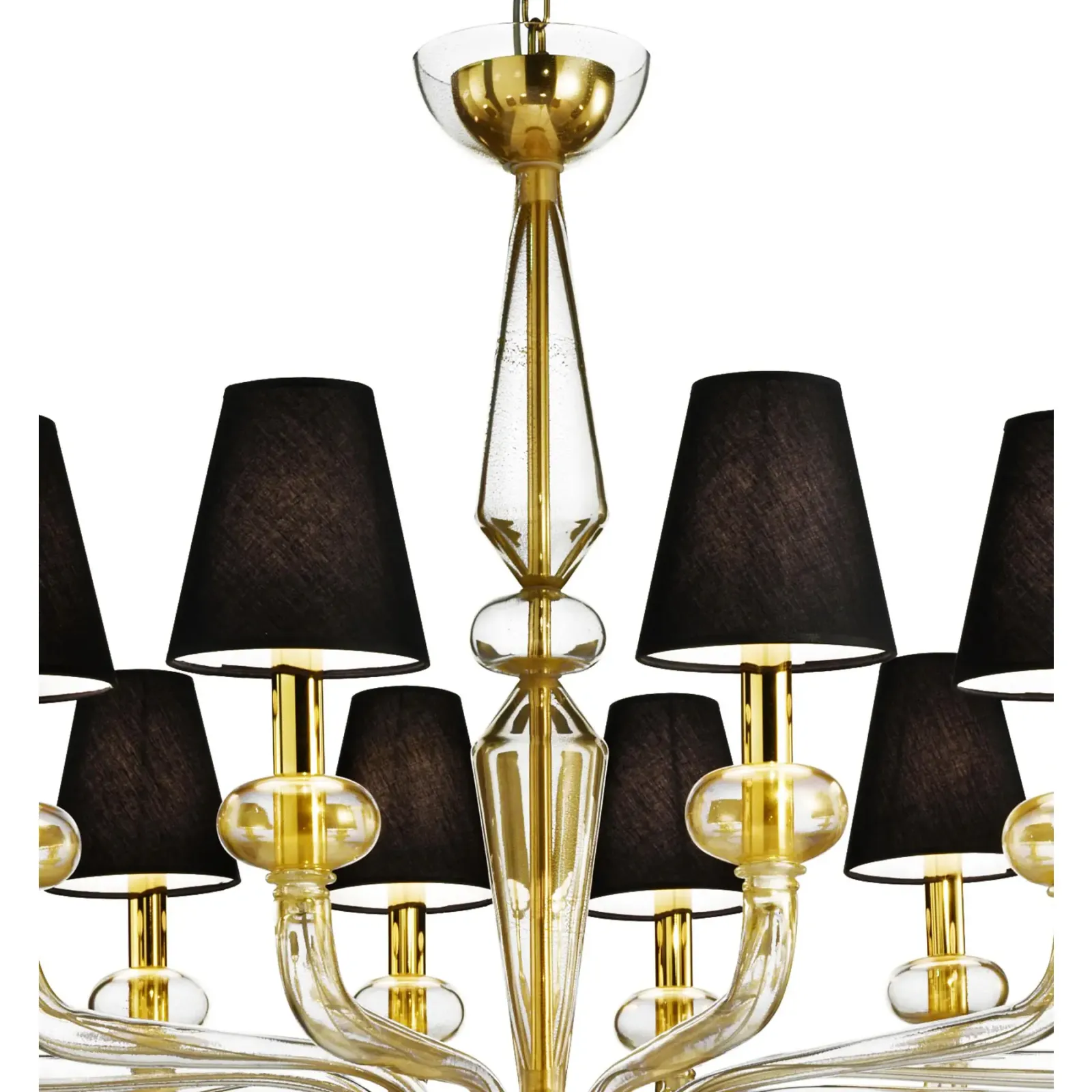Minimalist Modern Linear Murano Glass Chandelier With Gold Leaf Accents photo Lighting