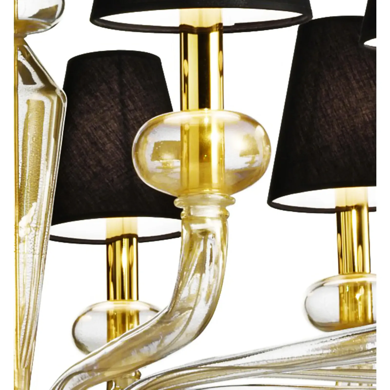 Minimalist Modern Linear Murano Glass Chandelier With Gold Leaf Accents photo 21087.0