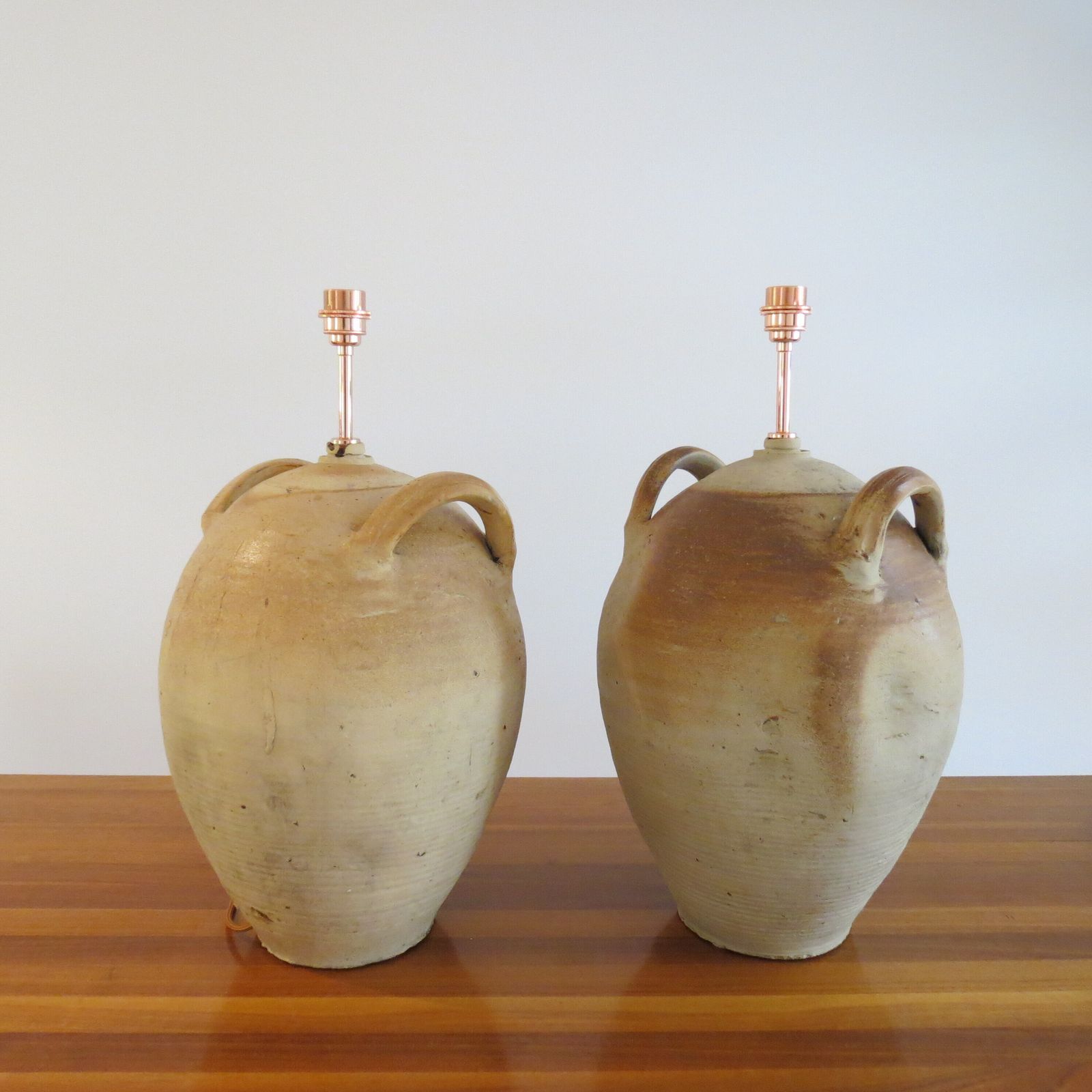 photo furniture Pair Of Very Large Pottery Olive Oil Jar Table Lamps