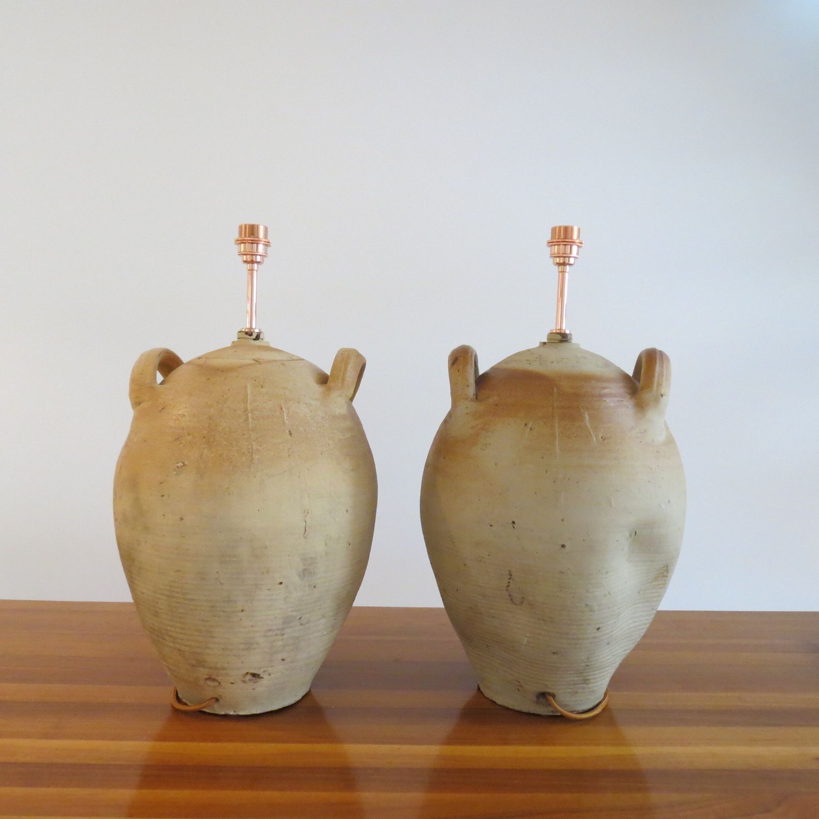 Lighting Pair Of Very Large Pottery Olive Oil Jar Table Lamps photo