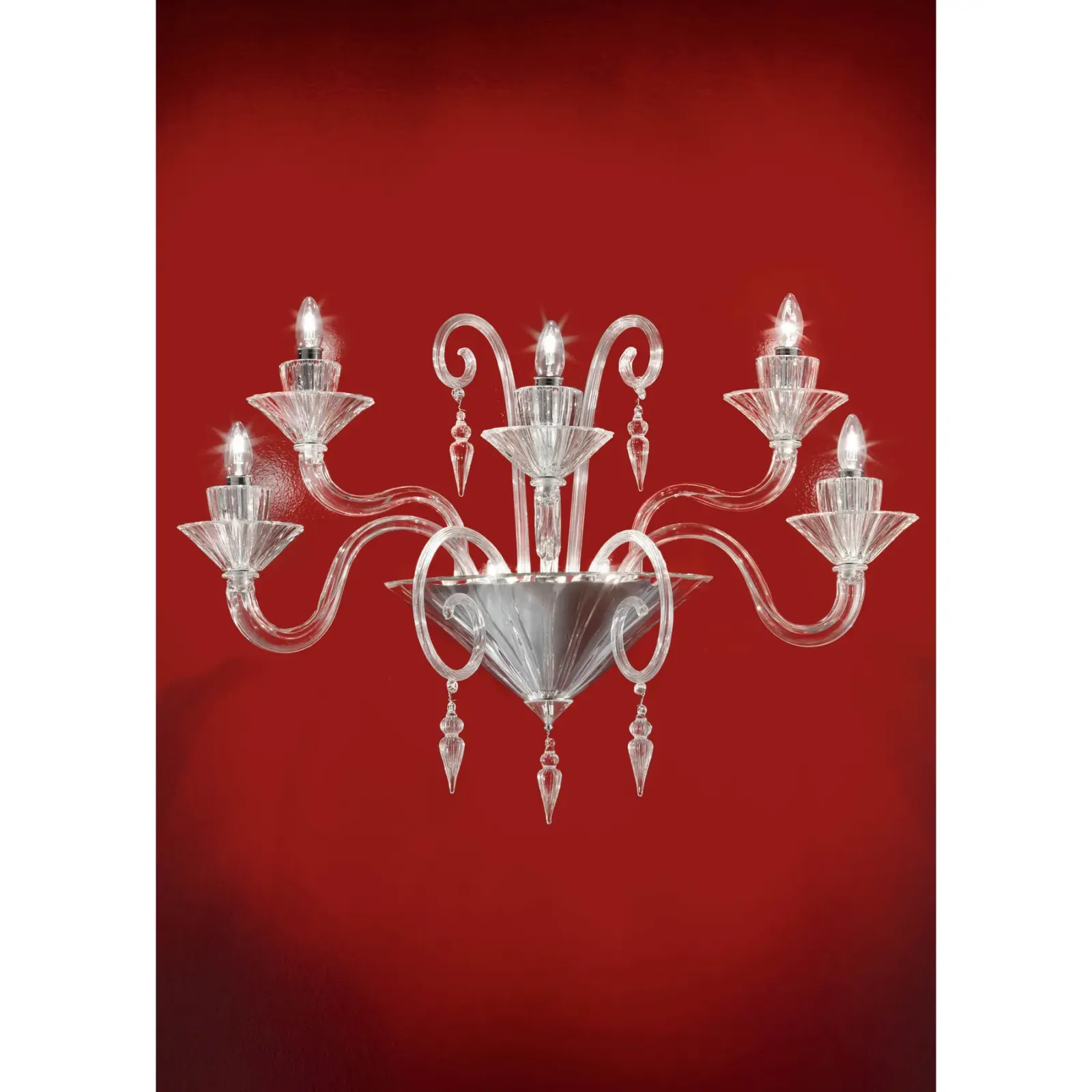 Venetian Imperial “Rigadin” Murano Glass Wall Sconce In Transparent Glass photo furniture