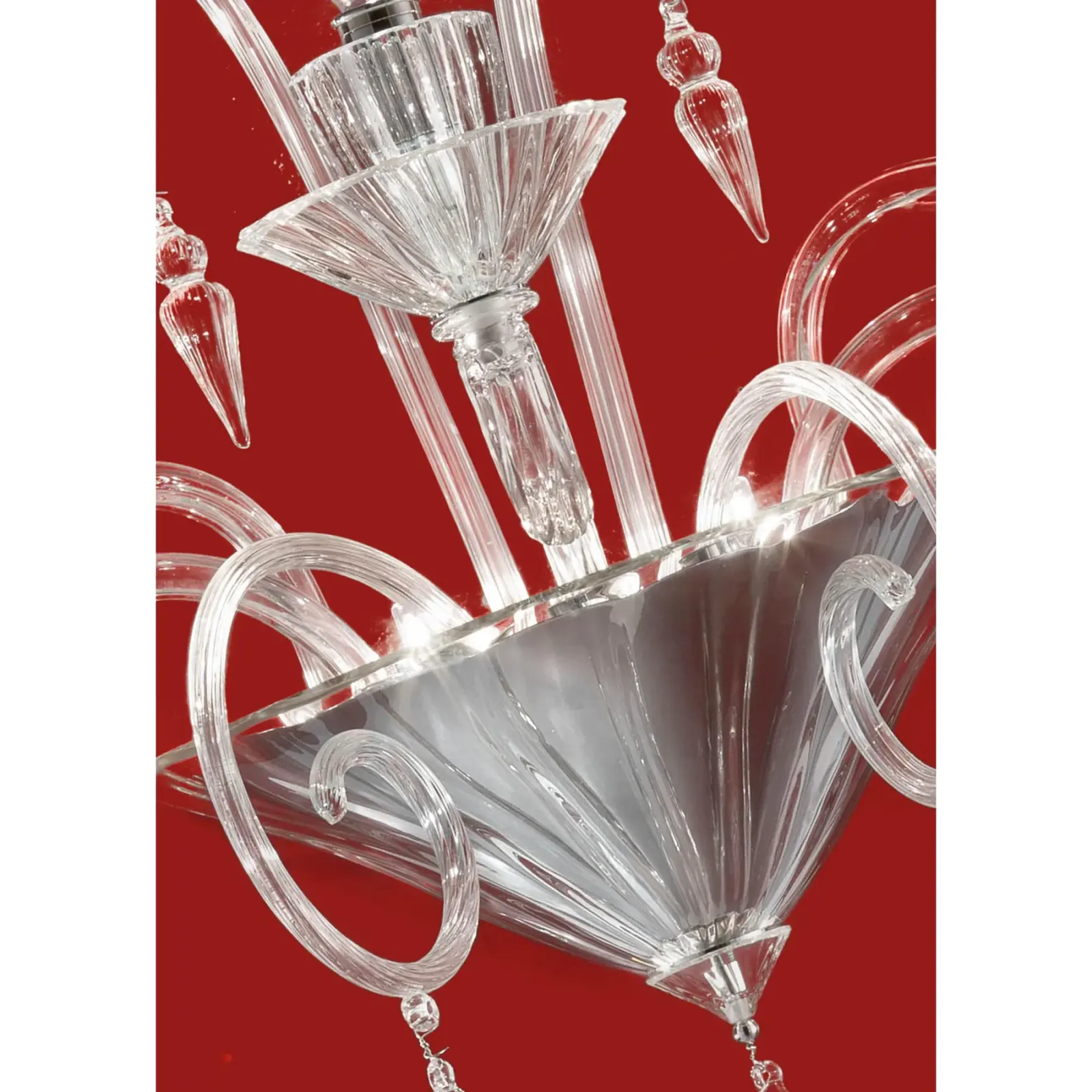 Venetian Imperial “Rigadin” Murano Glass Wall Sconce In Transparent Glass photo Lighting