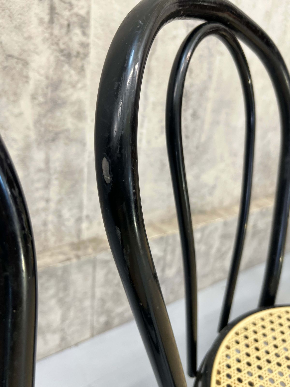 Set Of 4 Black Round Back Black French Bistro Chairs photo for sale