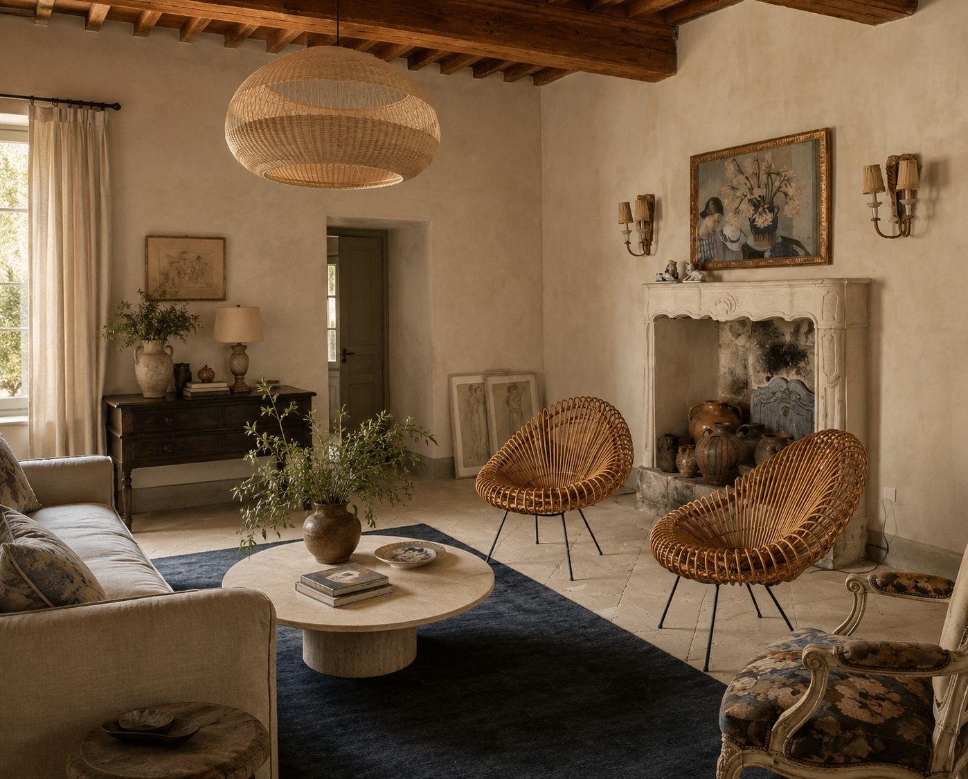 Pair Of Rattan Basketware Chairs By Janine Abraham And Dirk Jan Rol C.1950 photo furniture