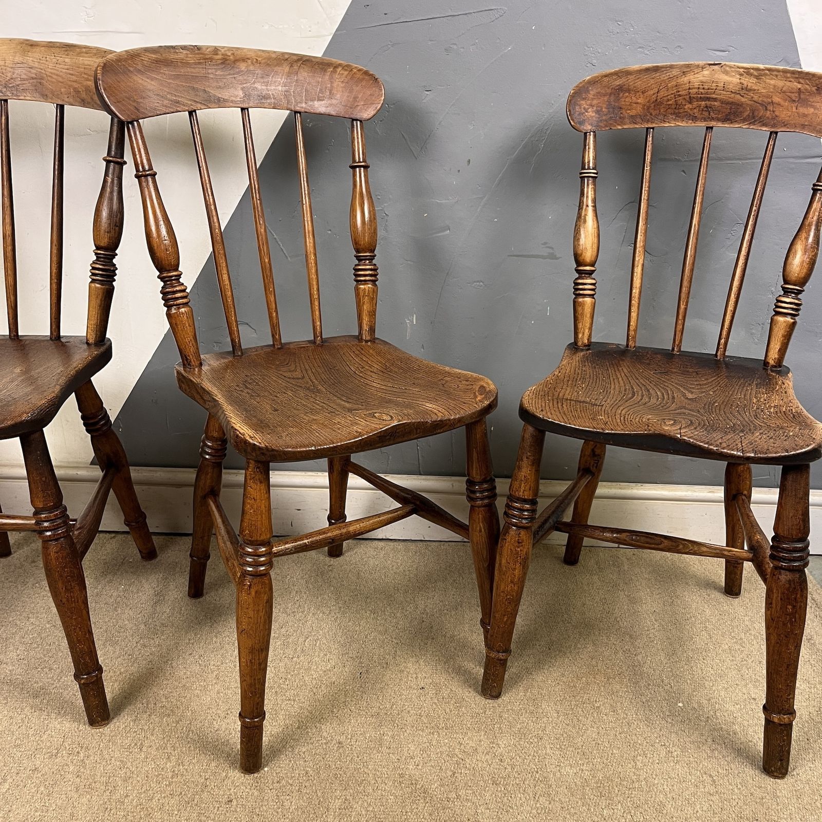 photo furniture Antique Elm Kitchen Dining Chairs