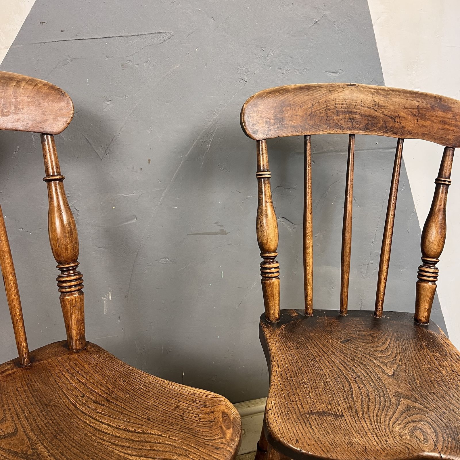 Furniture Antique Elm Kitchen Dining Chairs photo