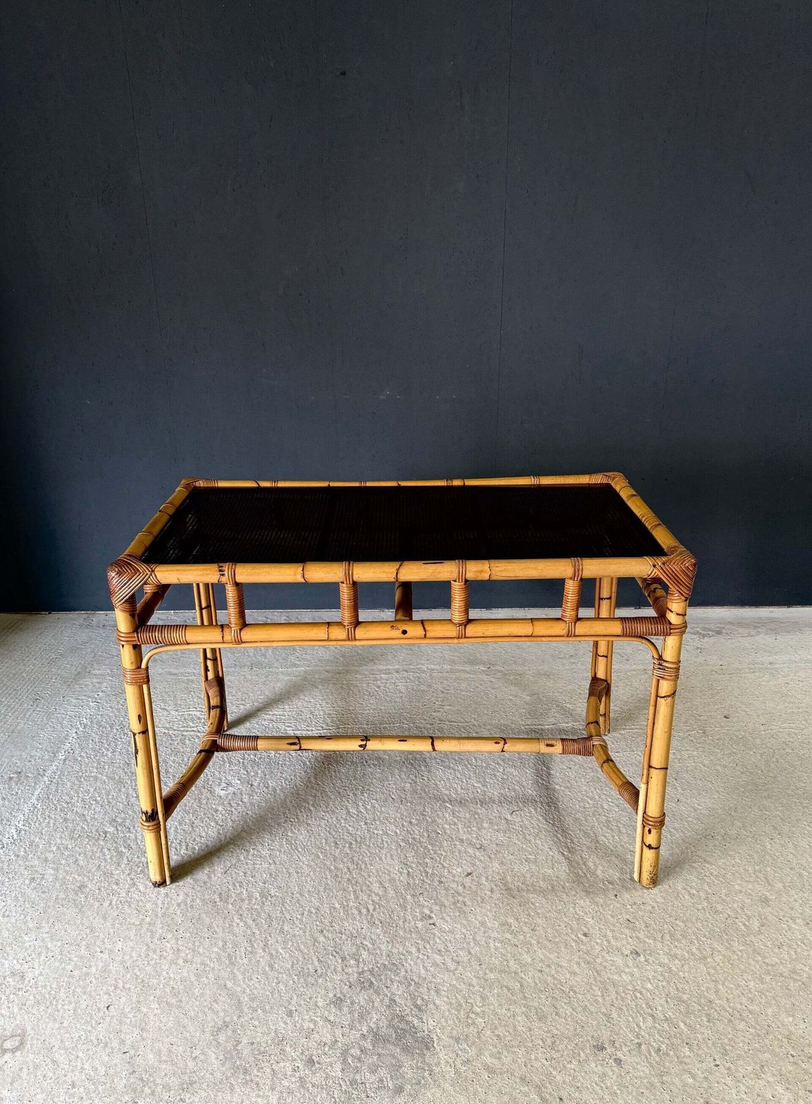Boho Design Bamboo Console Side Table, 1960's Italy photo vintage