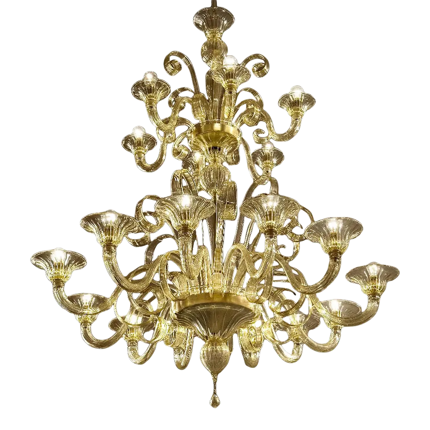 Modern Champagne Venetian “Curls” Murano Glass Chandelier