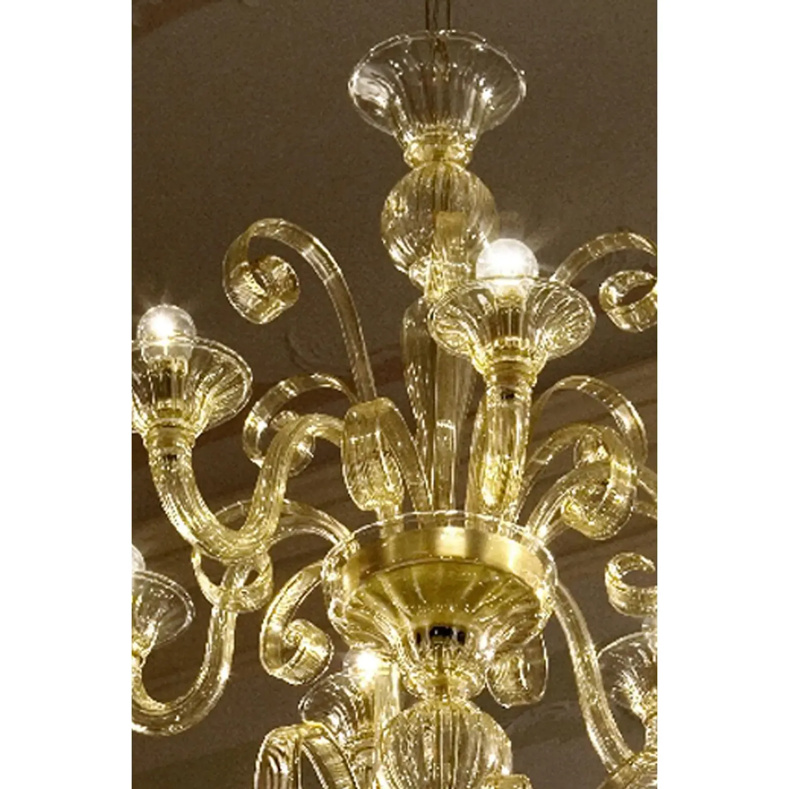 Modern Champagne Venetian “Curls” Murano Glass Chandelier photo 24788.0