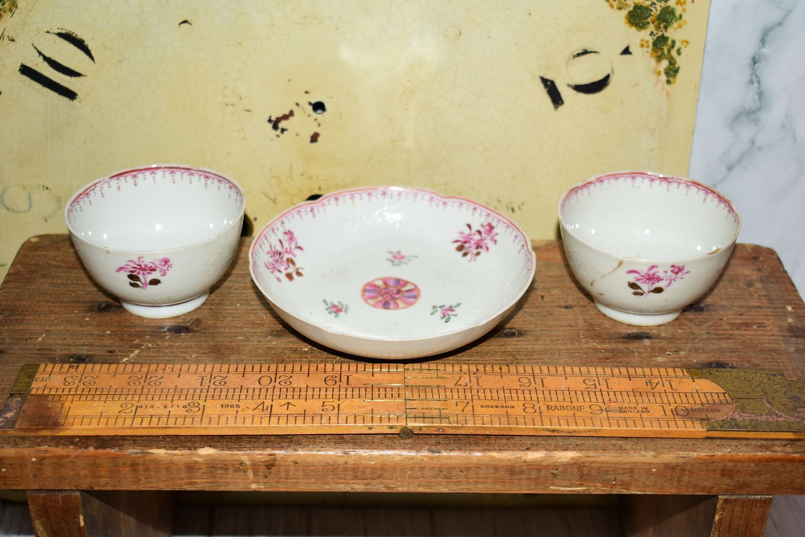18th Century Chinese Export Famille Rose 3 Piece Tea Set   Qianlong Period C.1750 photo furniture