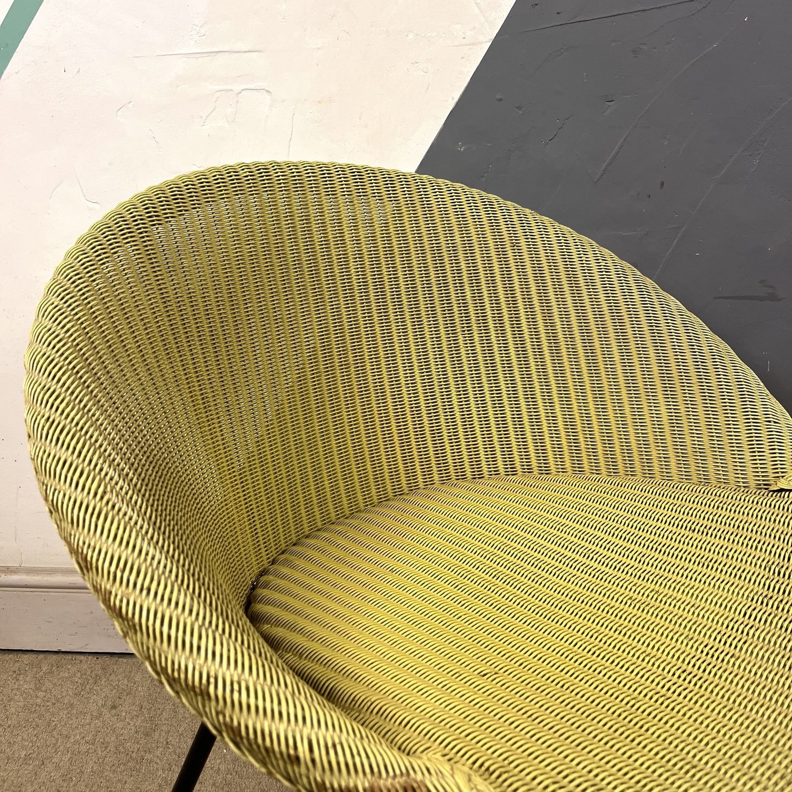 Green Lloyd Loom Wicker Satellite Chair Seat Vintage 1950s photo furniture