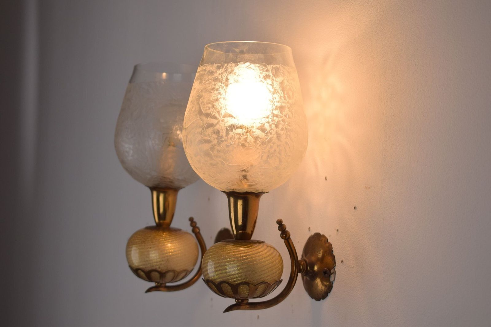 Lighting Vintage Wall Lamps From Barovier & Toso, 1940s, Set Of 2 photo