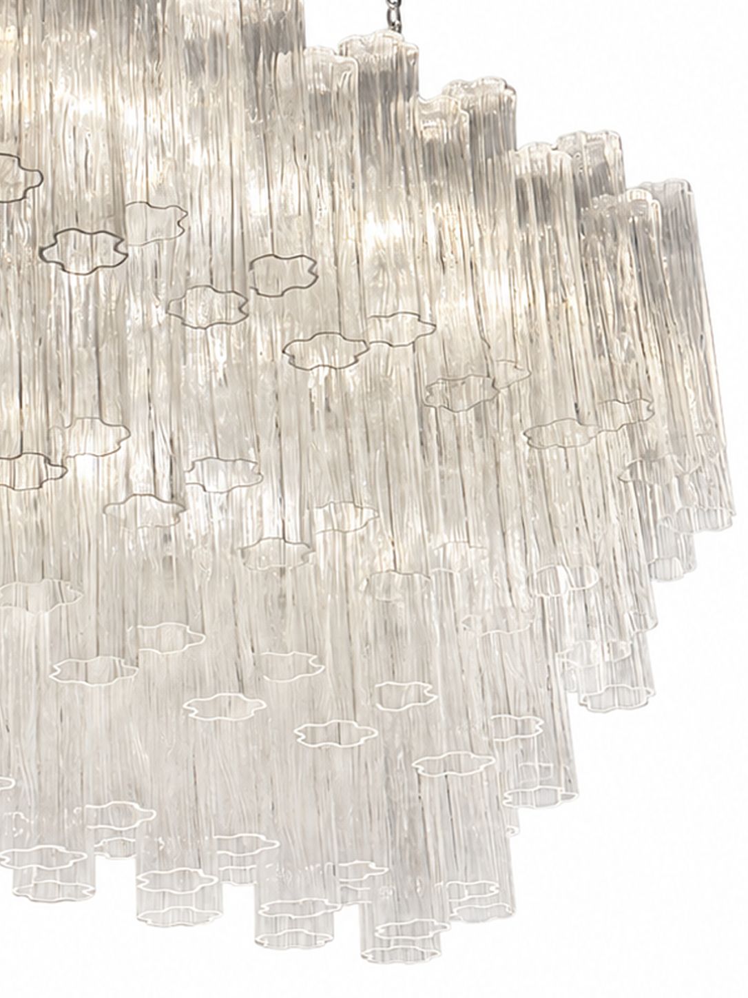 Contemporary Elegant Clear "Tronchi" Murano Glass Chandelier In Venini Style photo vinterior