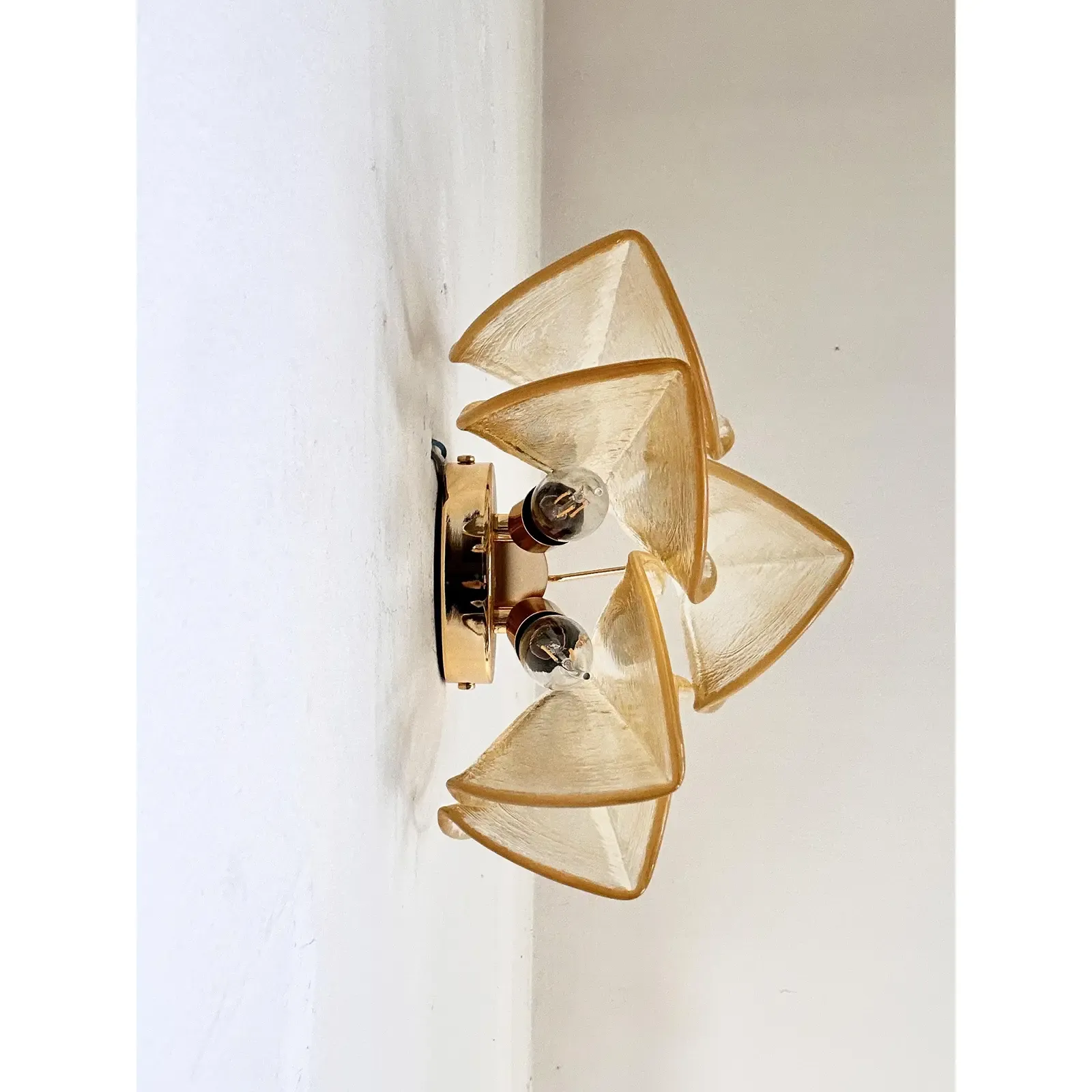 Contemporary Amber “Rondini” Murano Glass Gold Wall Sconce Lot Of 8 photo Lighting