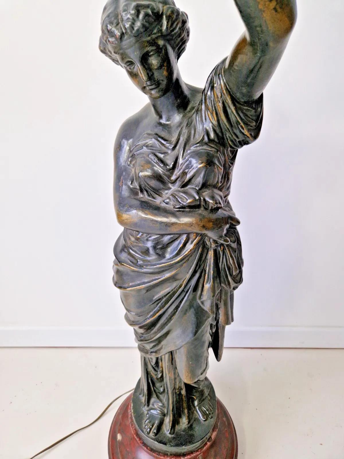 Antique Large French Liberty Table Or Floor Lamp 19th Century 120cm Marble Base photo for sale