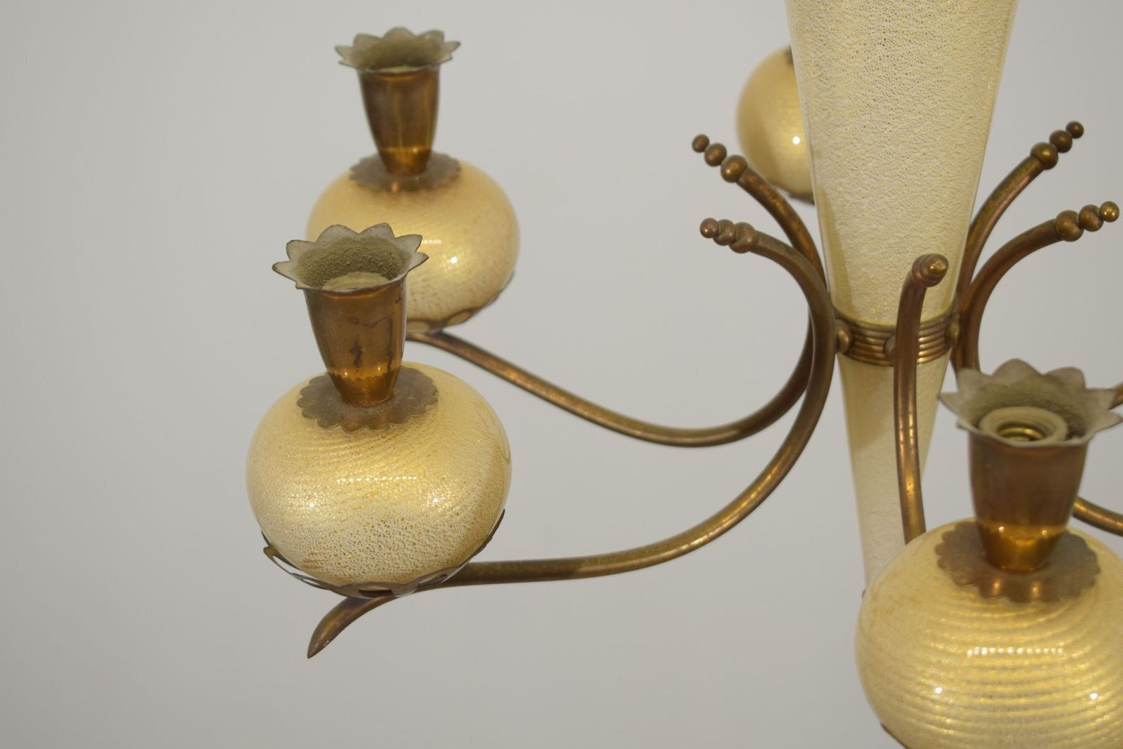 Murano Glass And Brass Chandelier From Barovier & Toso, 1950s photo Lighting