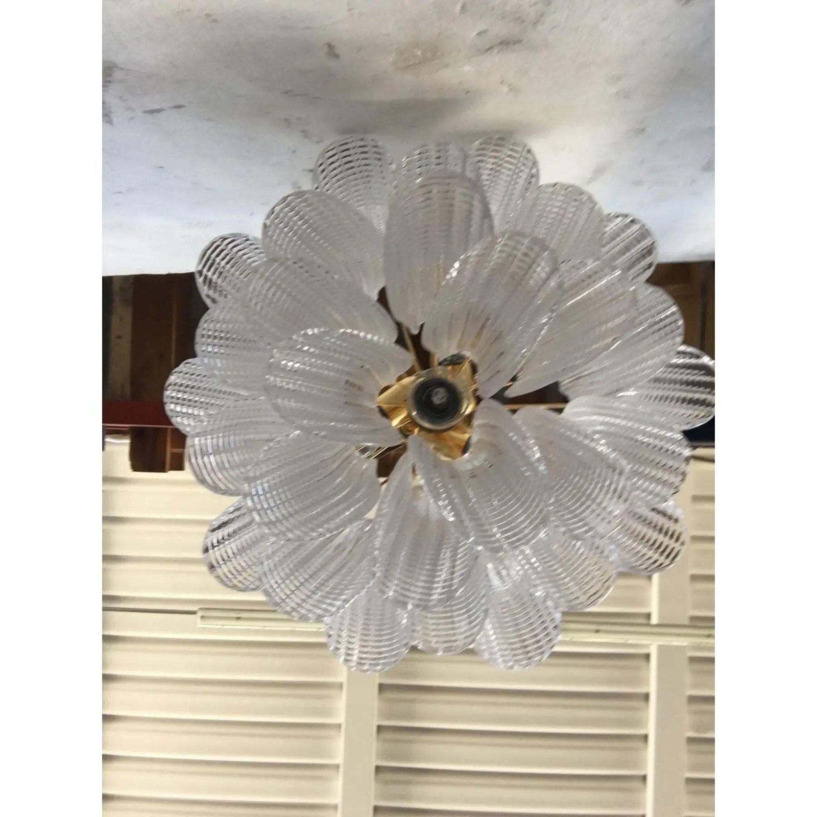Sculptural Pair Of Mazzega Style Murano Glass Selle Chandeliers Lot Of 2 photo for sale